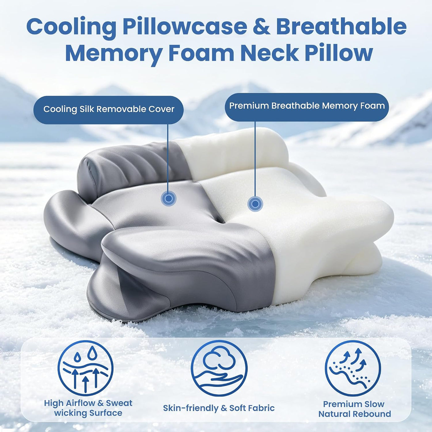 Kurcodw Almohada cervical para aliviar el dolor de cuello, almohada...