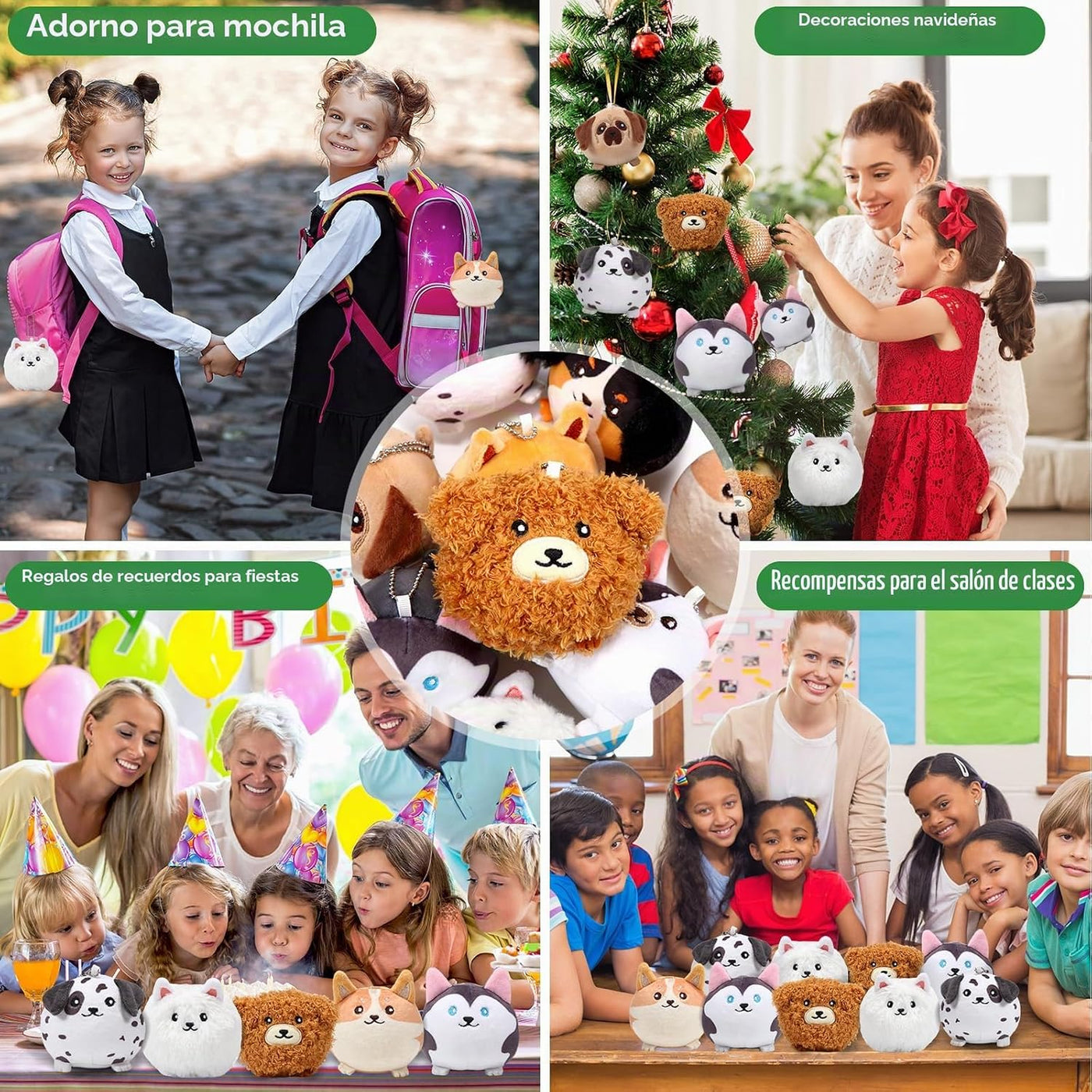 Libima 9 piezas de mini animales de peluche llaveros de 3.15 pulgad...