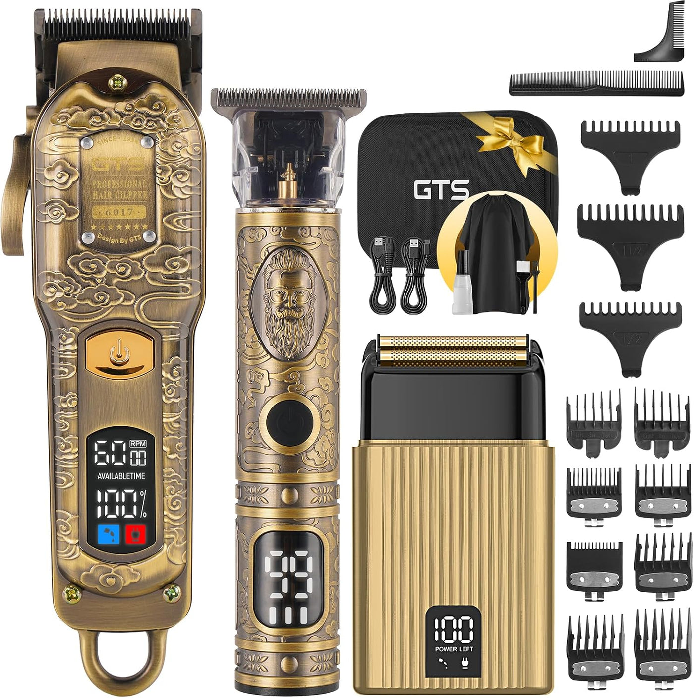 GTS PRO Juego de cortapelos profesional 3 en 1 para hombre, kit de...