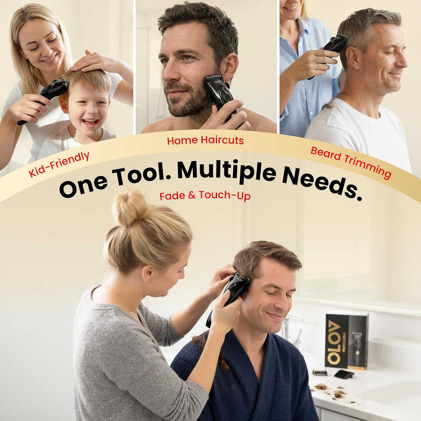 OLOV PROFESSIONAL Cortapelos para hombres, kit de cortapelos inalám...