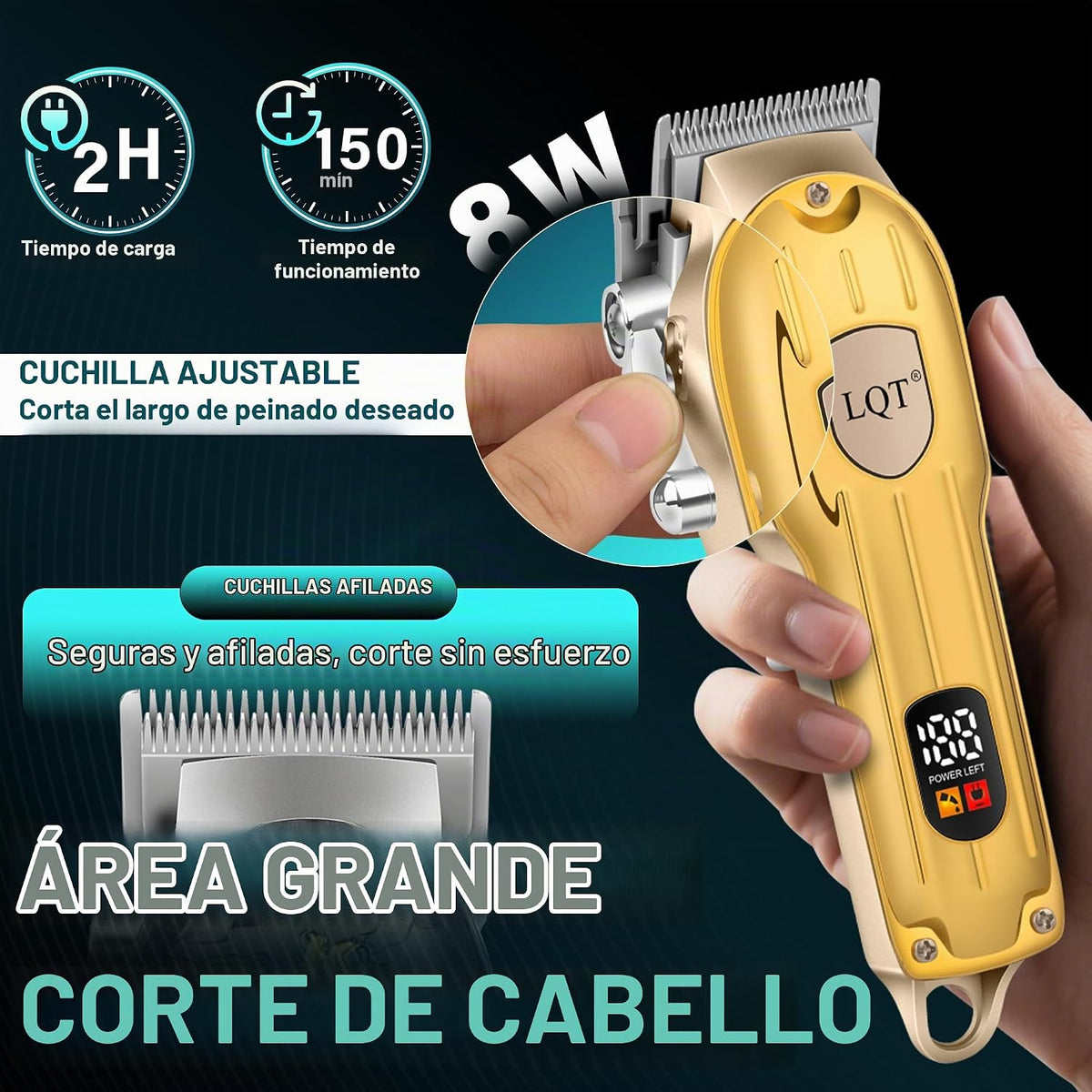 Cortapelos para hombres con pantalla LED, kit de aseo inalámbrico d...
