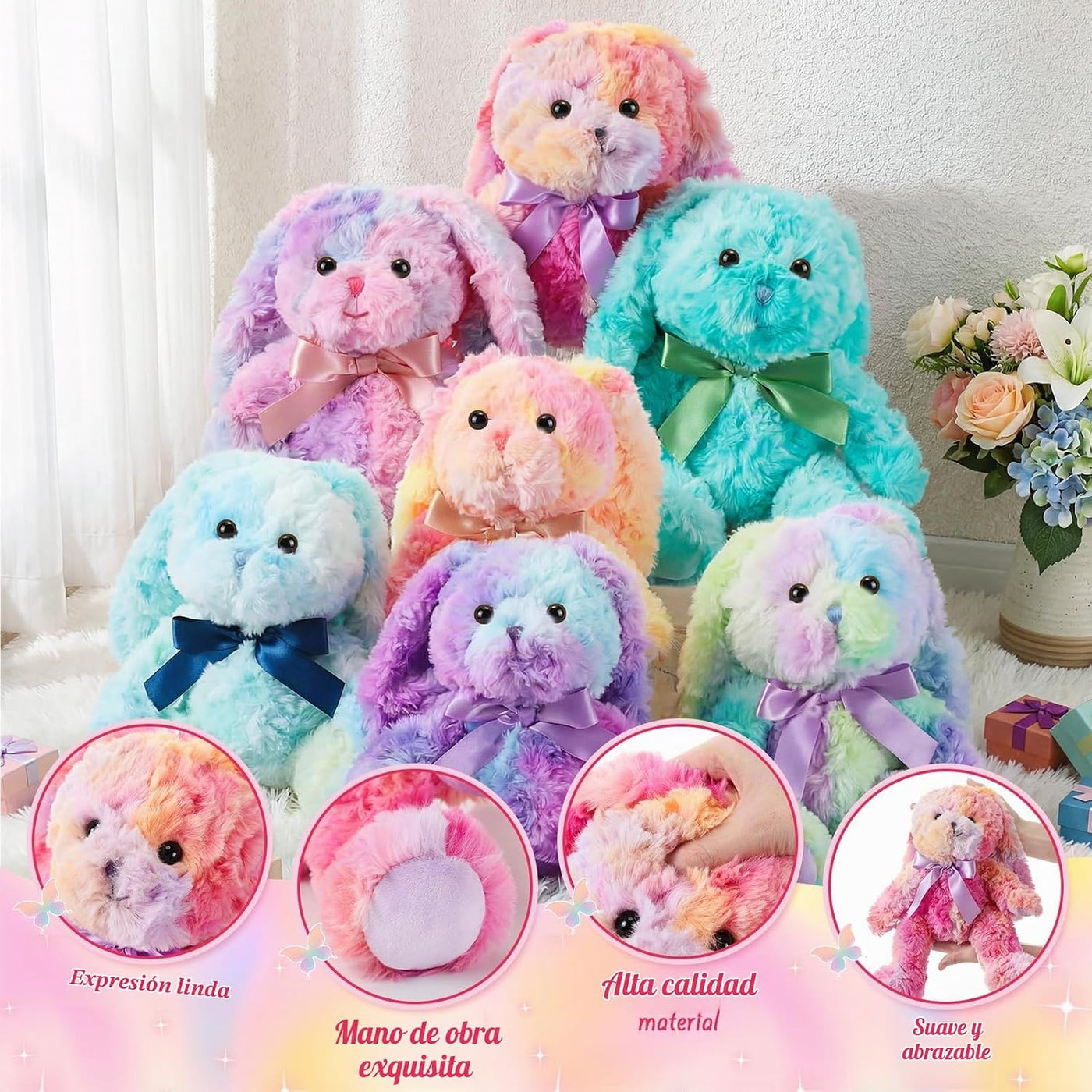 Civaner 7 piezas de animales de peluche de conejo a granel, 12.5 pu...
