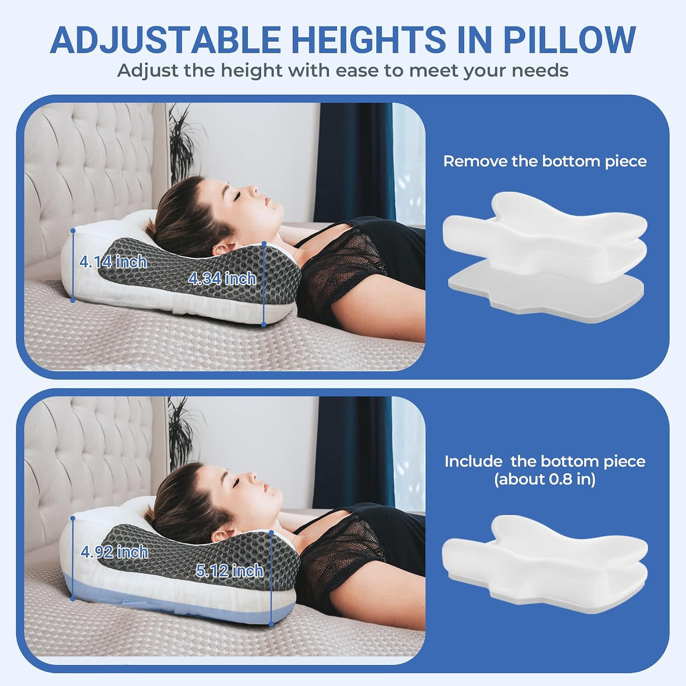 Elviros Paquete de 2 almohadas CPAP para dormir, ergonómicas de alt...