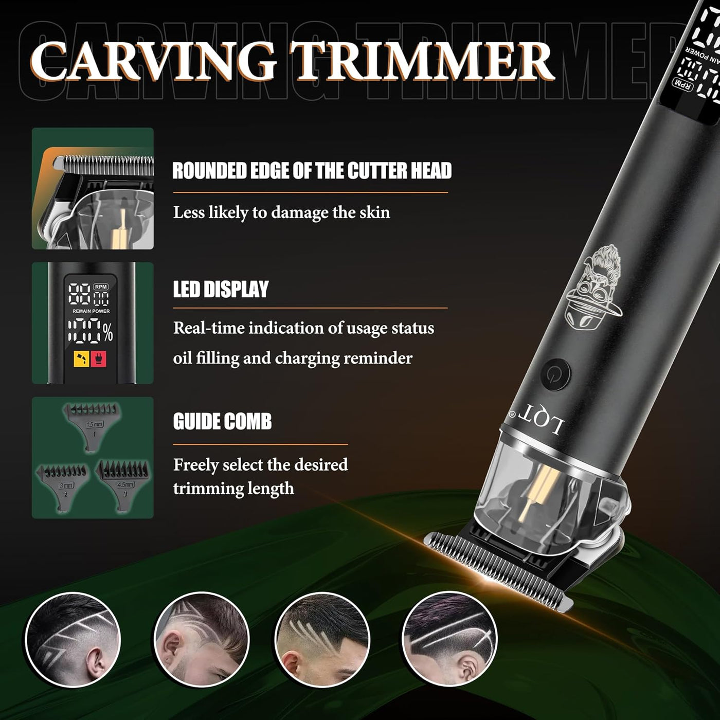 LQT Kit de peluquero profesional para hombres, cortadora de pelo in...