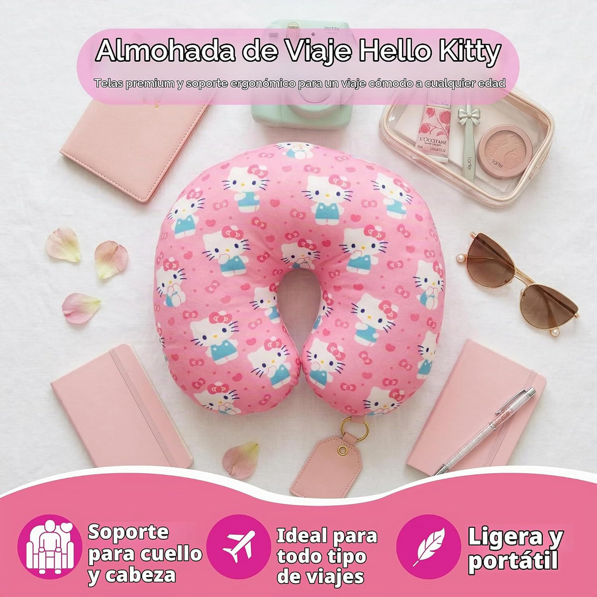 Franco Almohada de viaje para el cuello, hello kitty