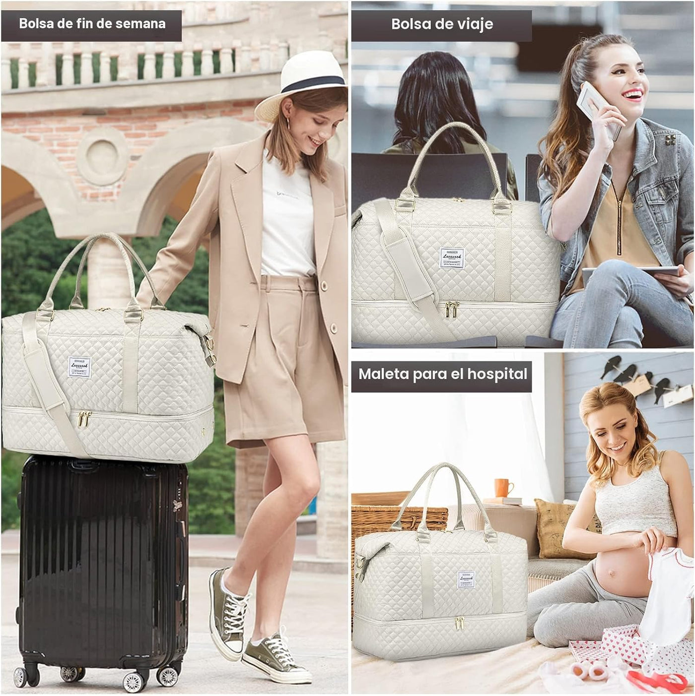 LOVEVOOK Bolsa de lona de viaje, para mujer con compartimento para...