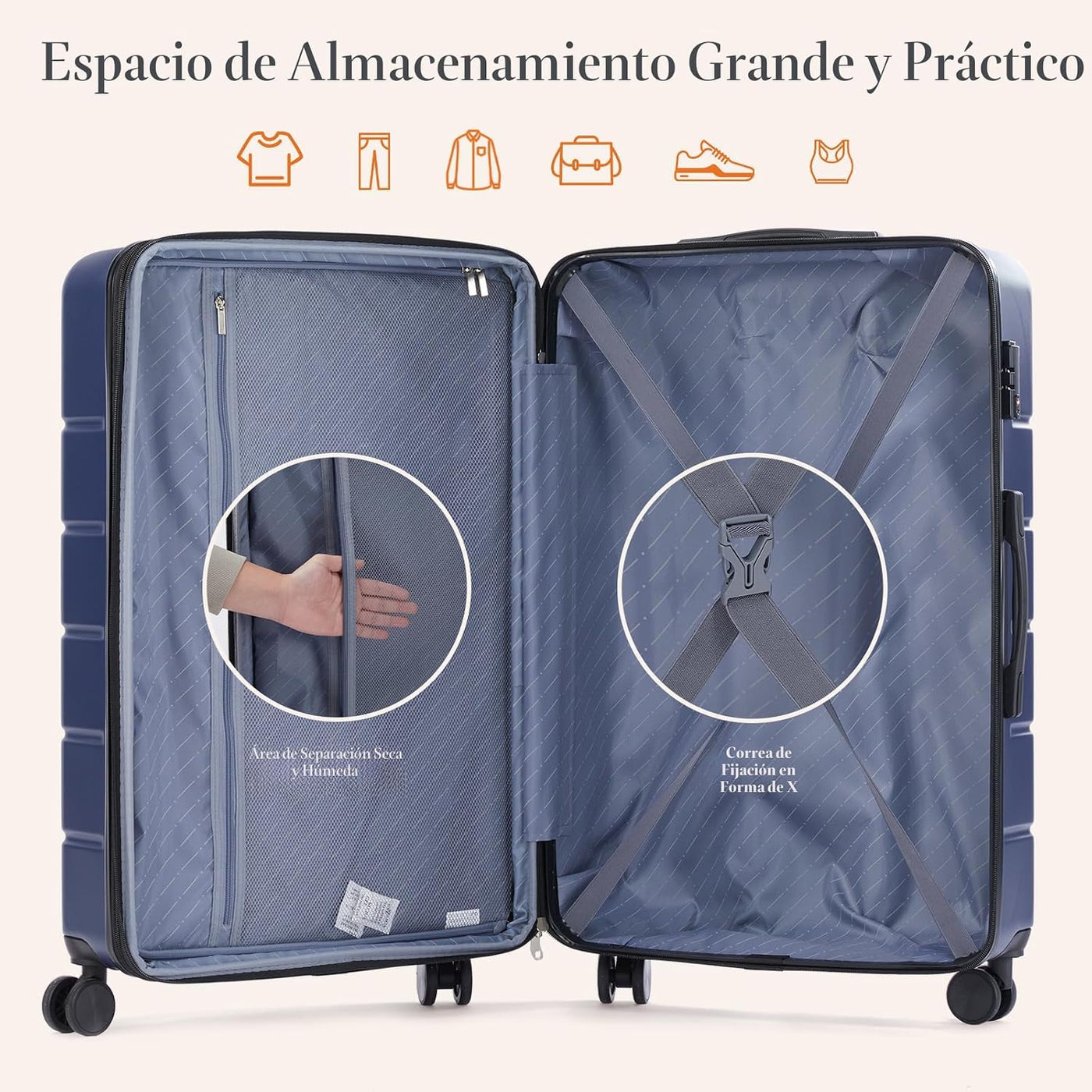 Sweetcrispy Maleta de mano, equipaje con ruedas giratorias, carcasa...