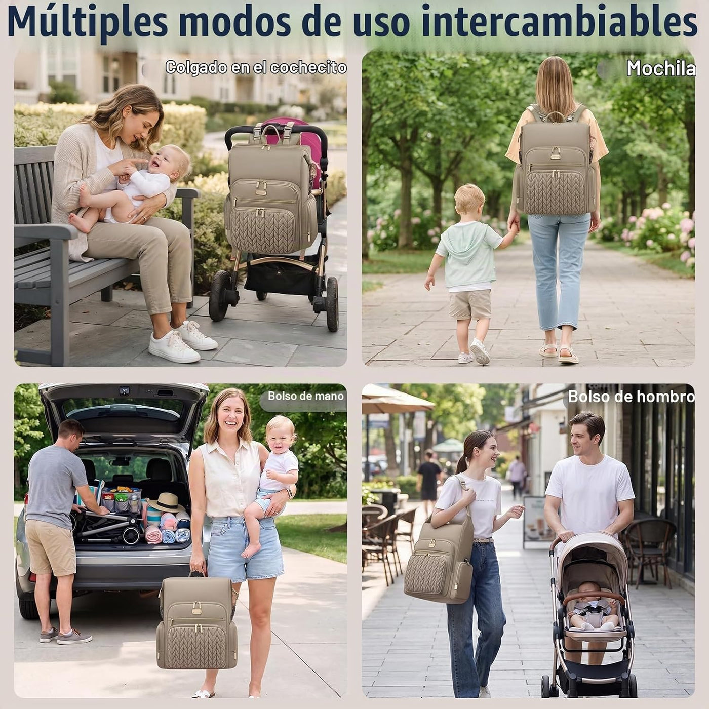 Tealari Mochila de pañales convertible 4 en 1, bolsa de pañales imp...