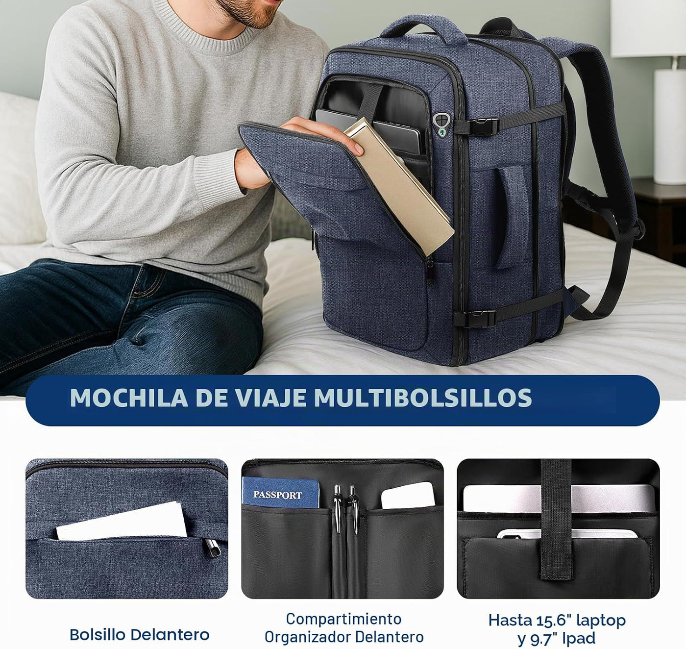 Sirmaeed Mochila de transporte, apta para viajes, se adapta a lapto...