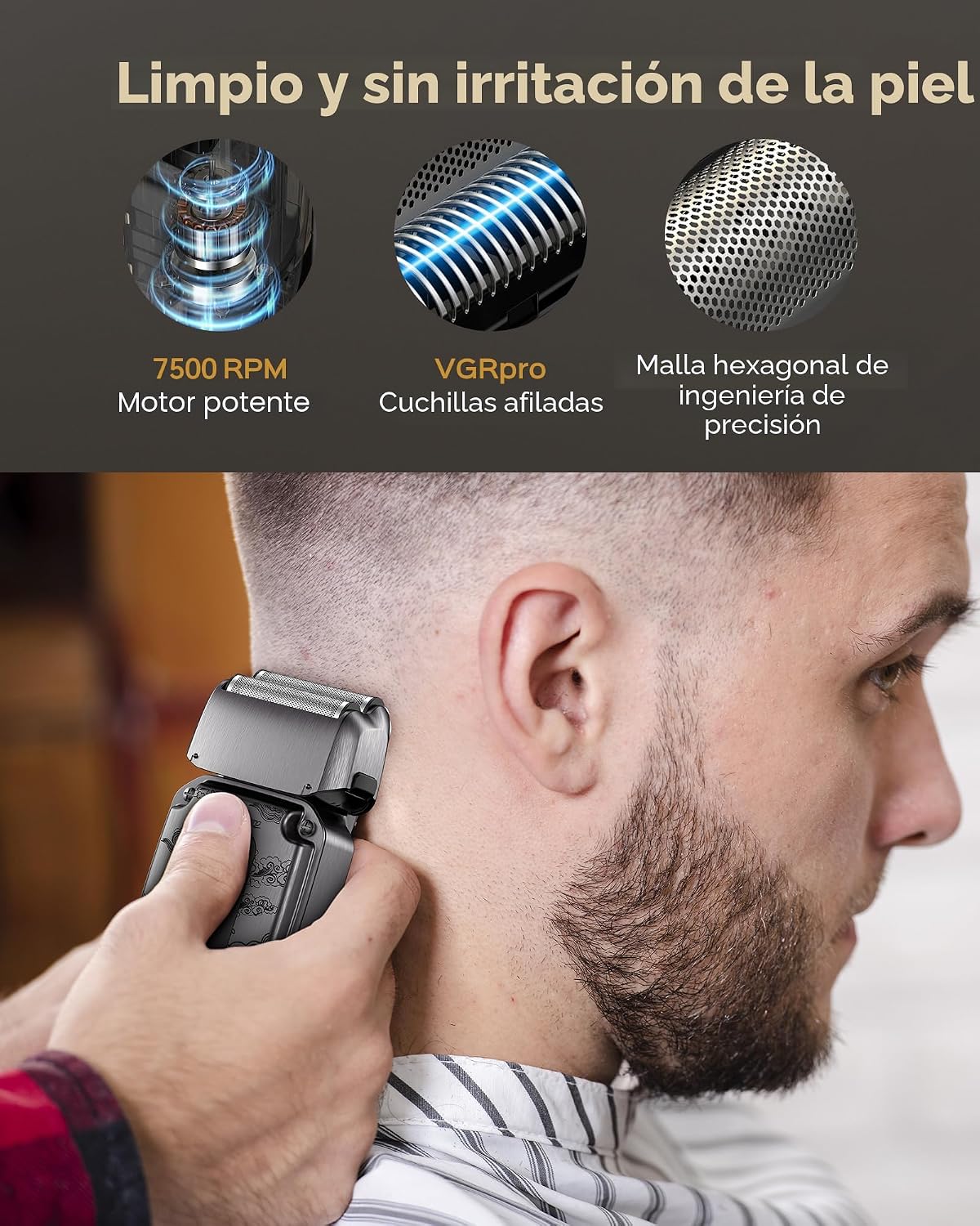 VGRPRO Cortapelos para hombres, recortadora de barba, afeitadora de...