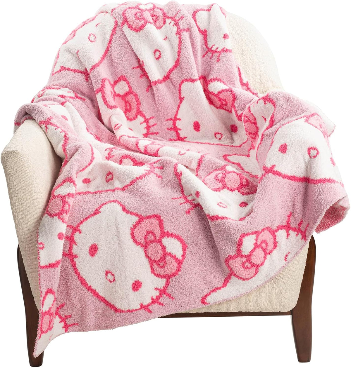 Jay Franco Hello Kitty - Manta mullida de punto de plumas, color ro...