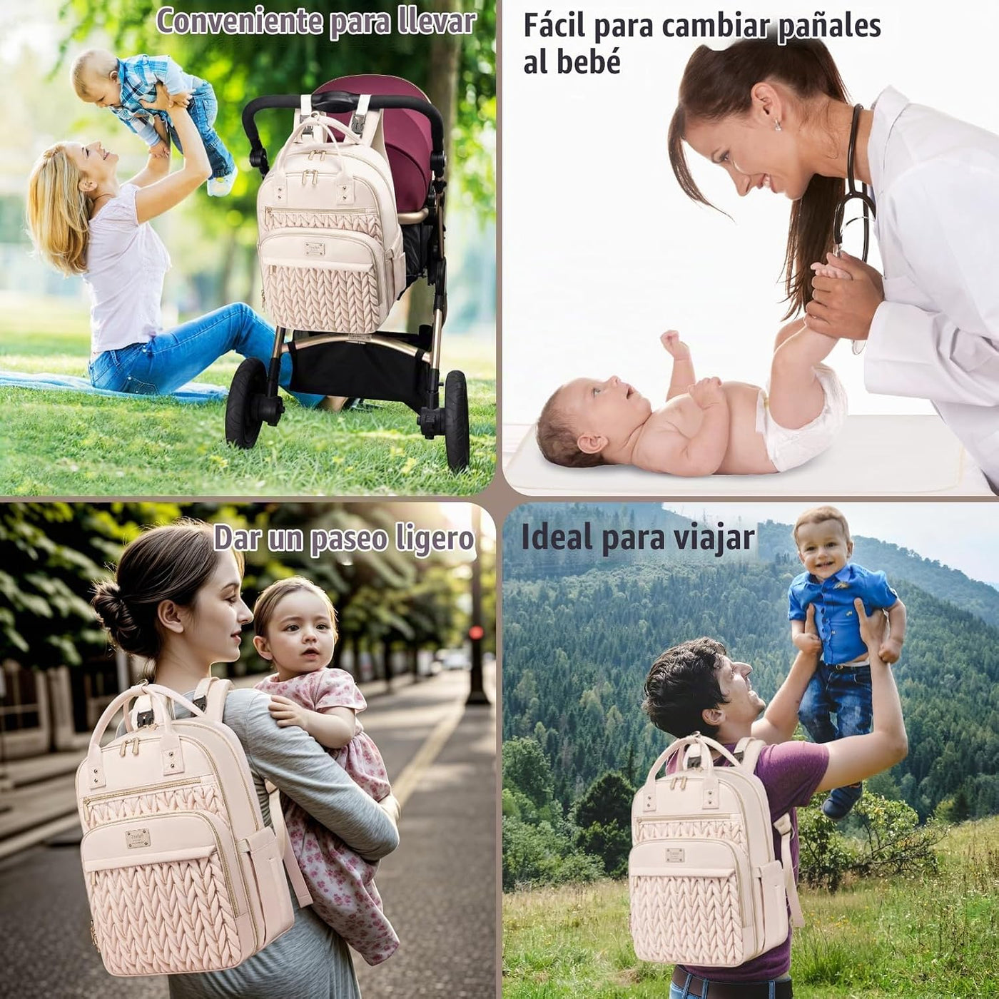 Tealari Mochila para pañales, elegante bolsa de pañales para bebé,...