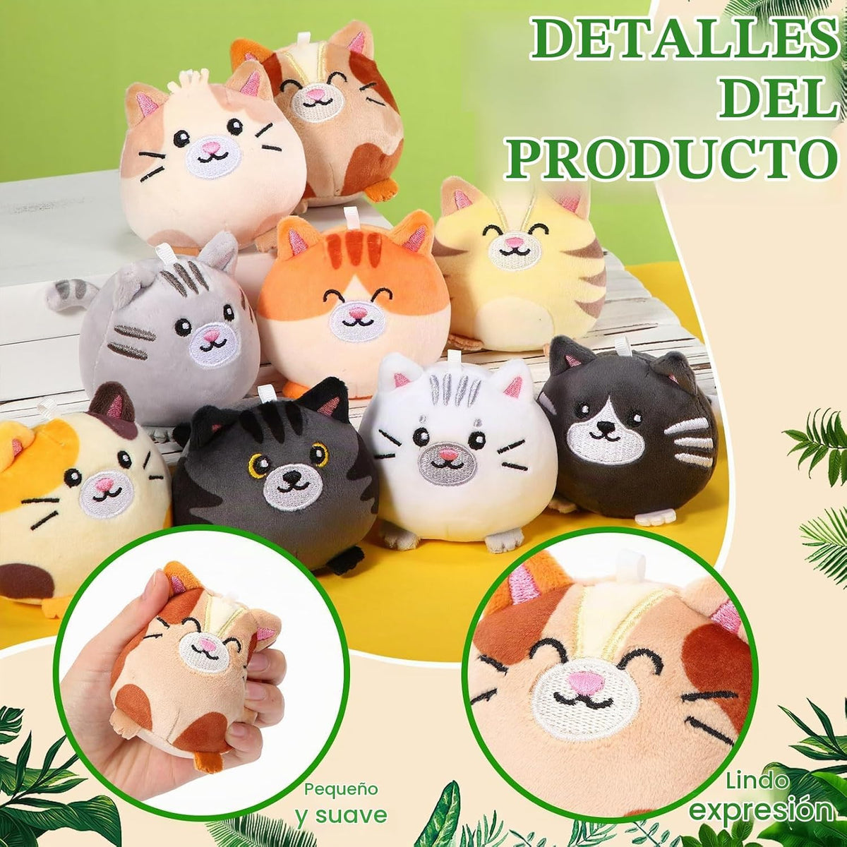 Libima 9 piezas mini llaveros de animales de peluche de 3.15 pulgad...