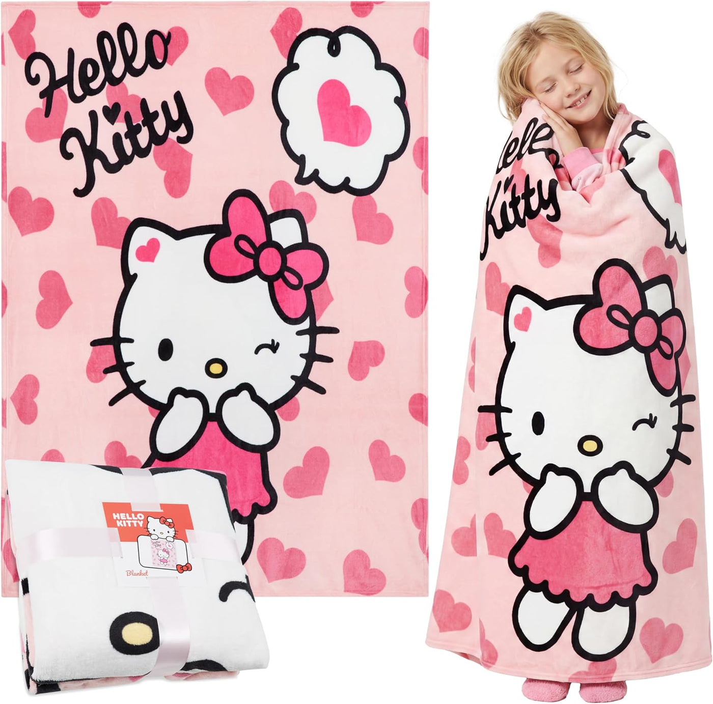 Manta de forro polar Hello Kitty Sanrio, 59x51 pulgadas, ropa de ca...