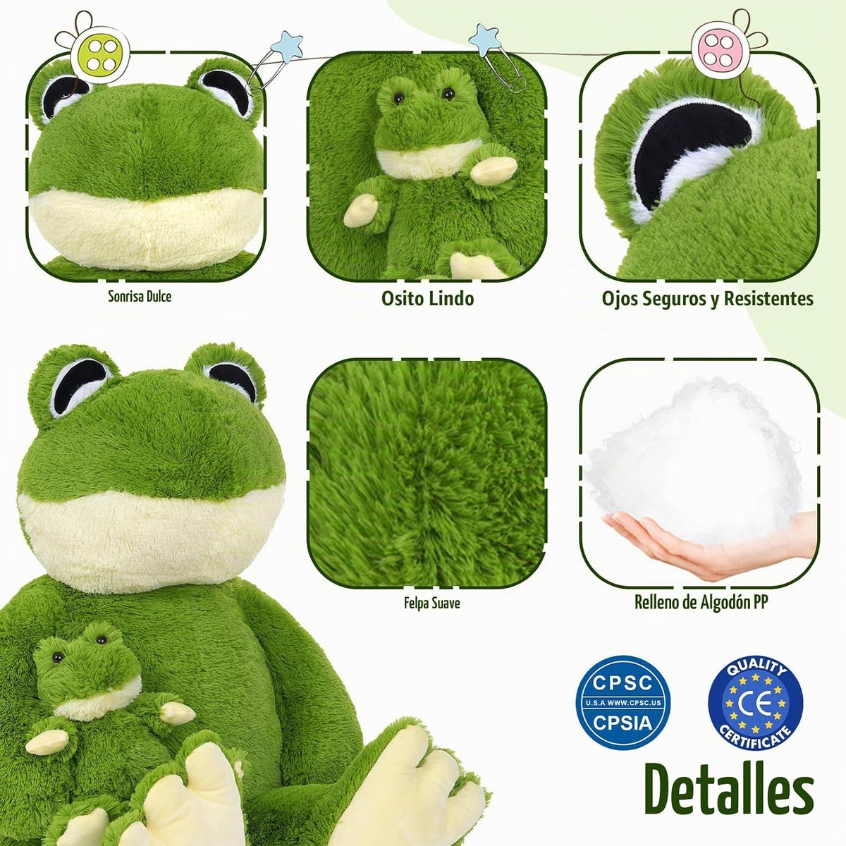 MorisMos Animales de Peluche Rana Grande, Juguete de Peluche Rana G...