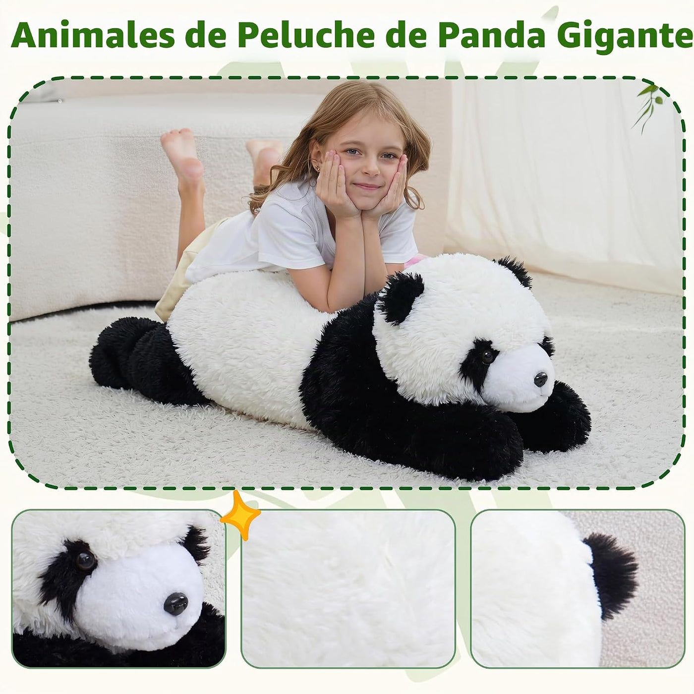 Panda Jrystar | Tamaño grande: 33 pulgadas (blanco y negro), regalo...