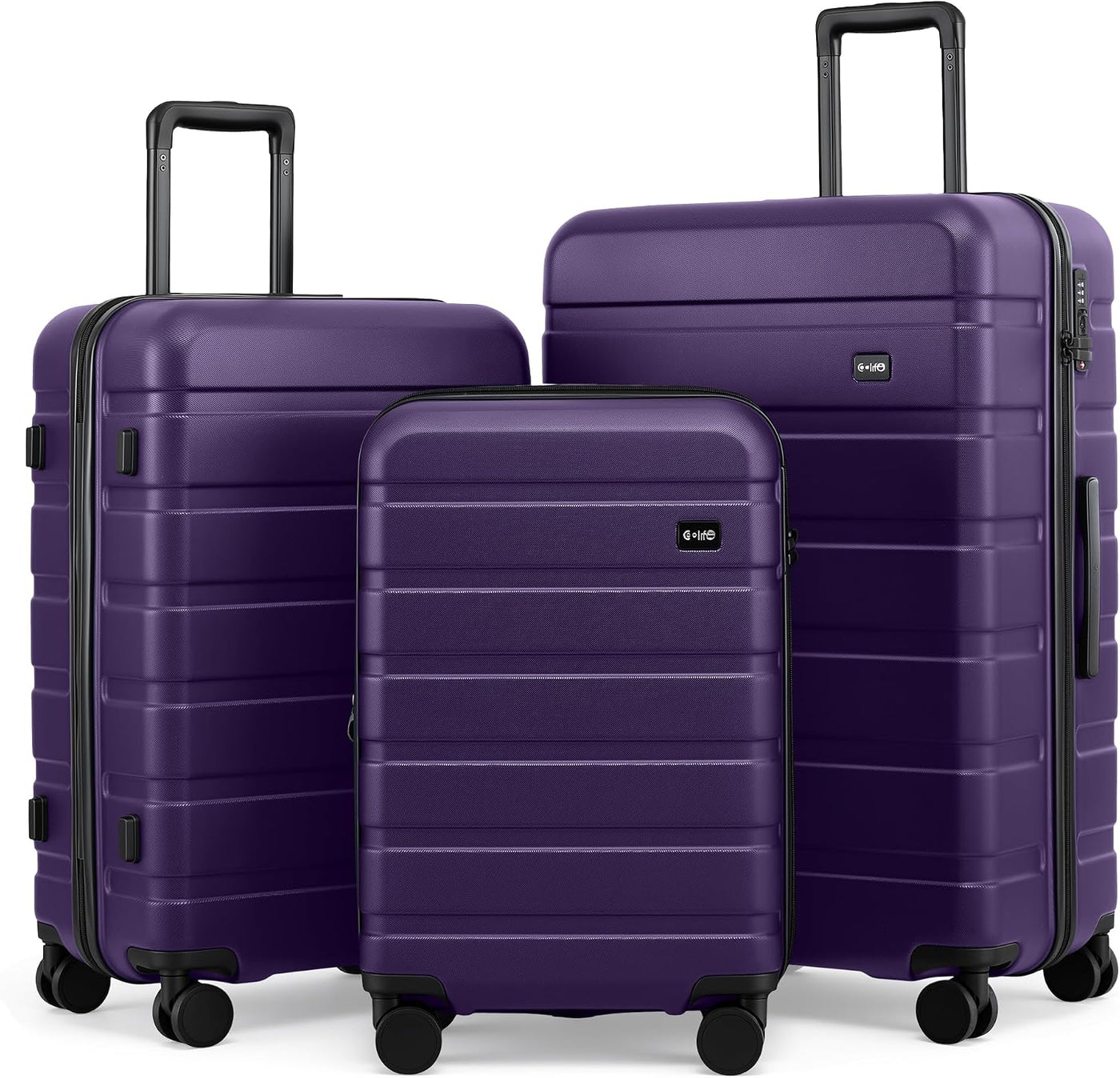 Coolife Juego de equipaje, 3 piezas de carcasa dura ligera y durade...