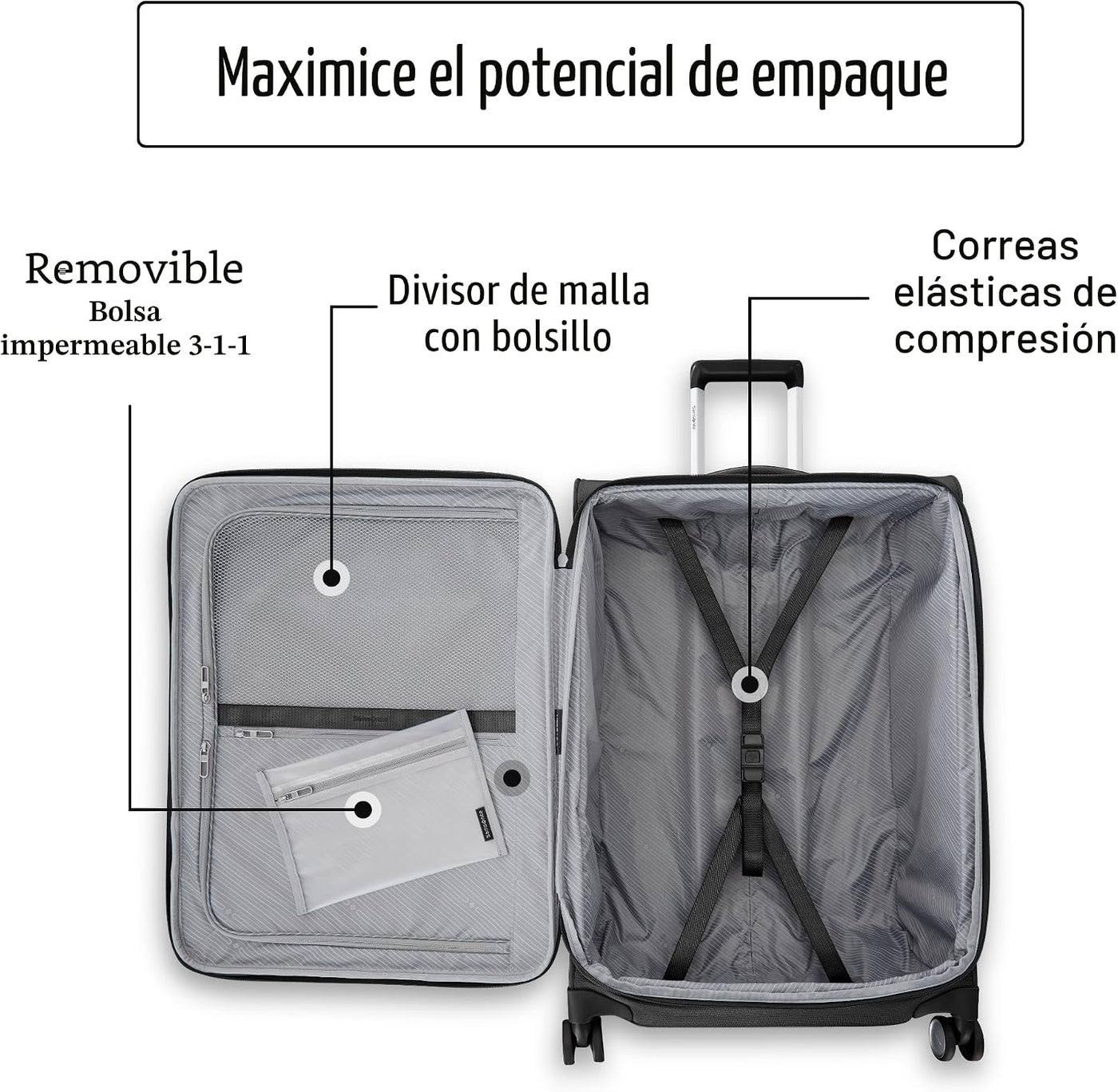 Samsonite UpLIFT Equipaje Liviano de Lado Blando Expandible, Negro