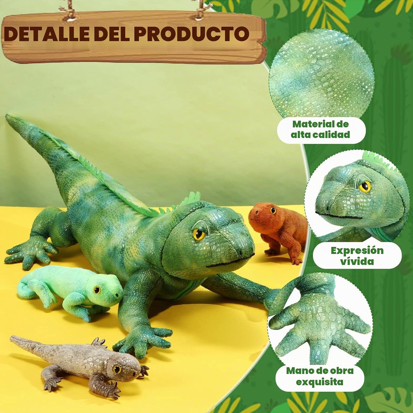 HyDren Juguete de peluche de lagarto de 26 pulgadas de Iguana de pe...