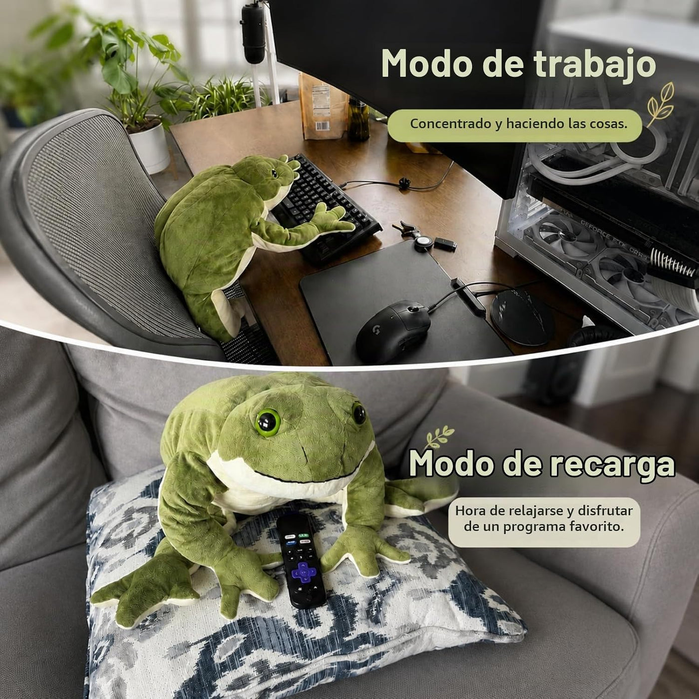 MorisMos Peluche de rana gigante de rana de peluche, almohada grand...