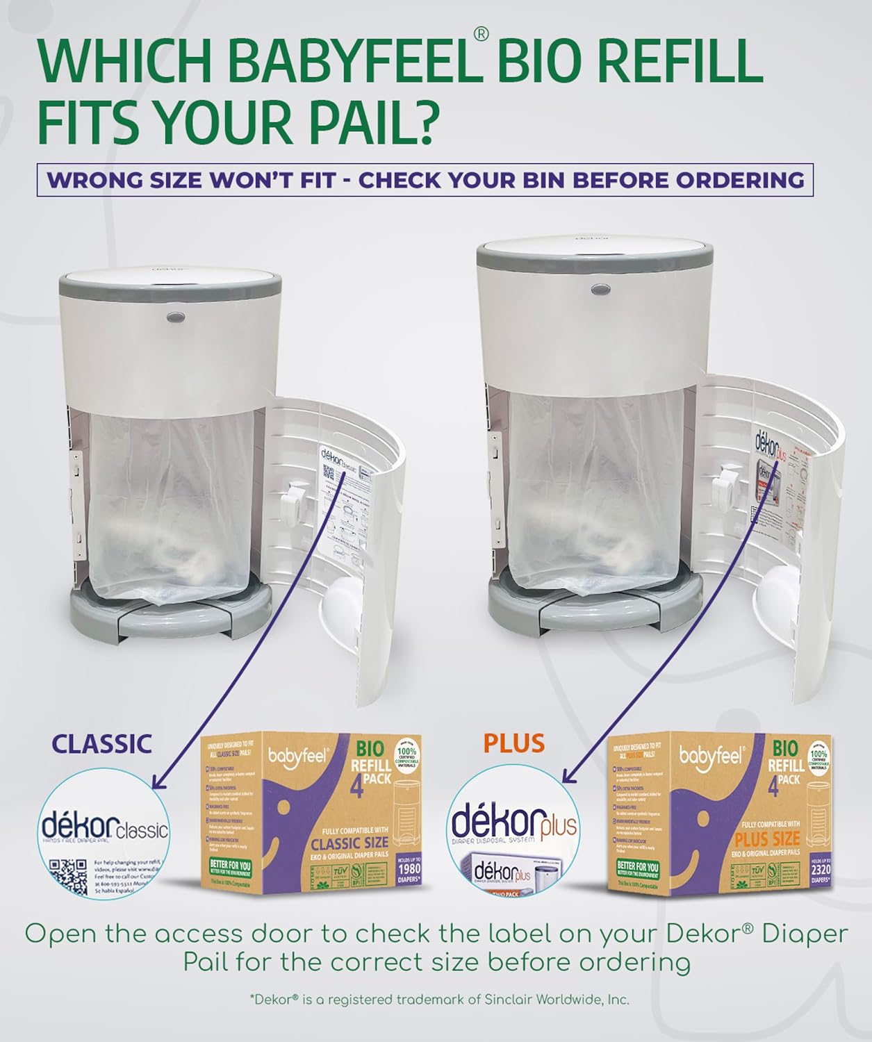 Babyfeel Recambios BIO compatibles con cubos de pañales DEKOR CLASS...