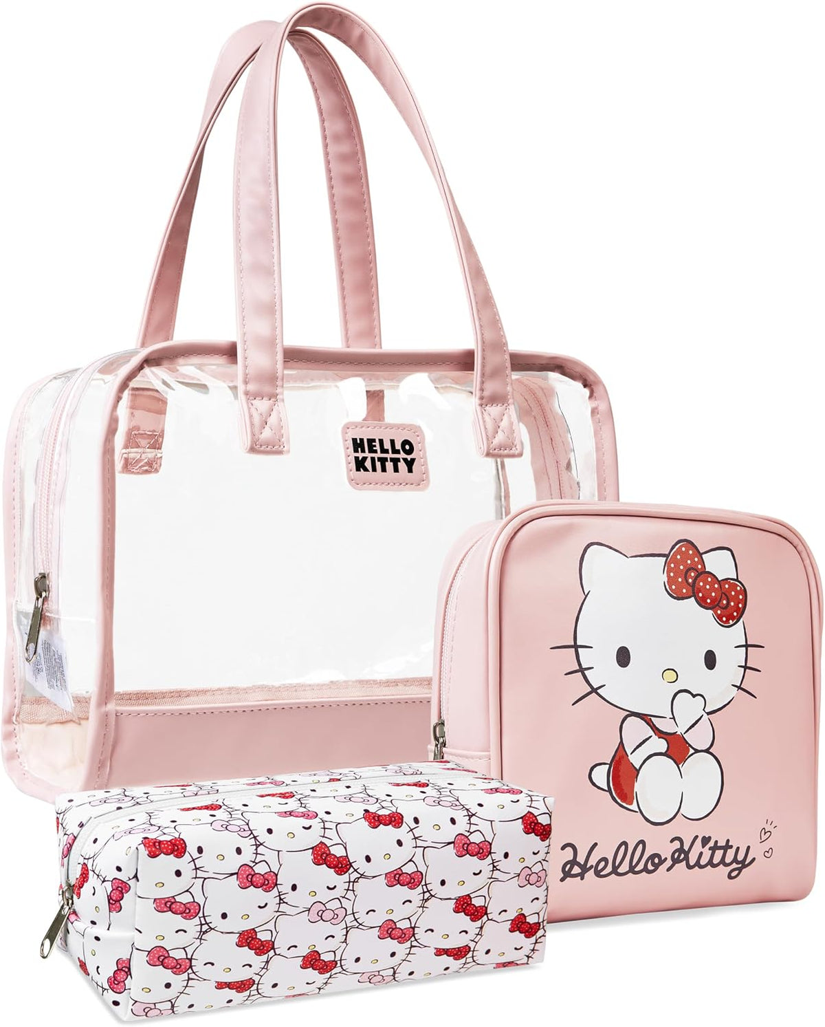 Set de bolsa de aseo y maquillaje Hello Kitty de 3 piezas para muje...