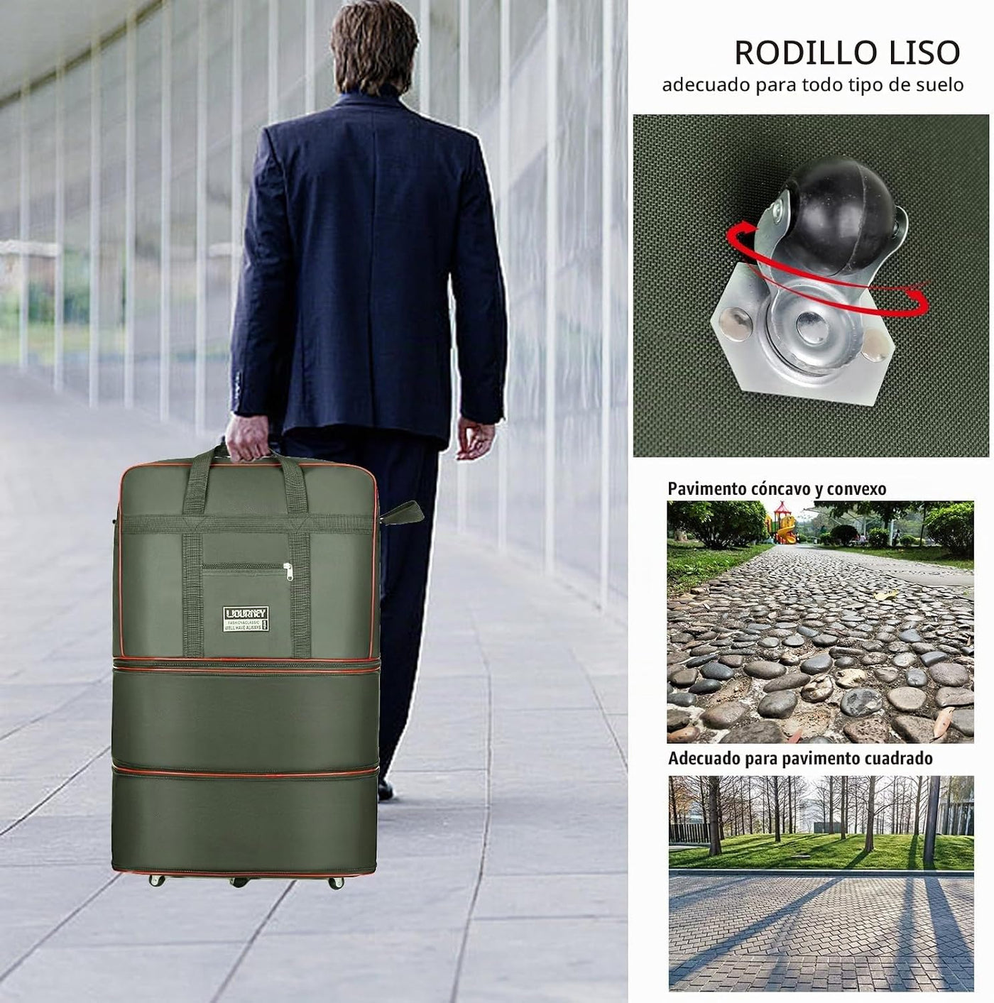 kooldaiwangwang Bolsa de viaje con ruedas, expandible, plegable, bo...