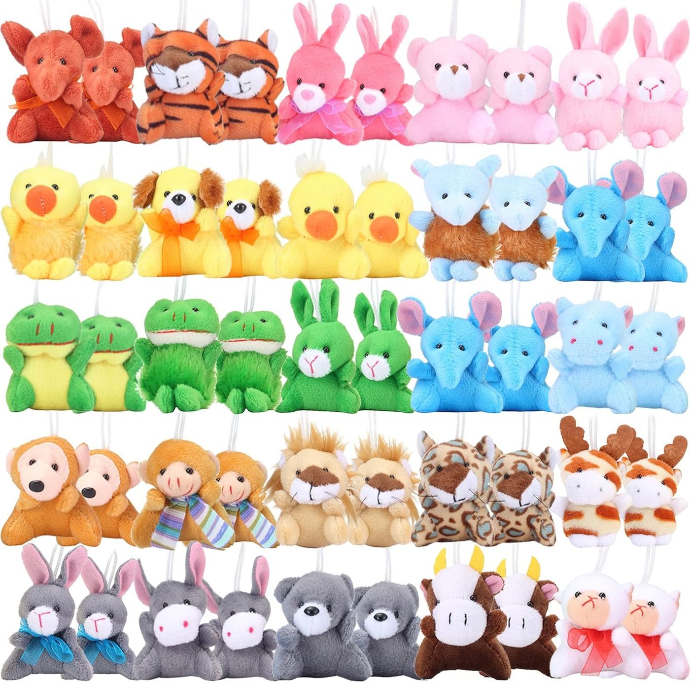 Axbotoy Juego de 48 juguetes de animales de peluche, llavero pequeñ...