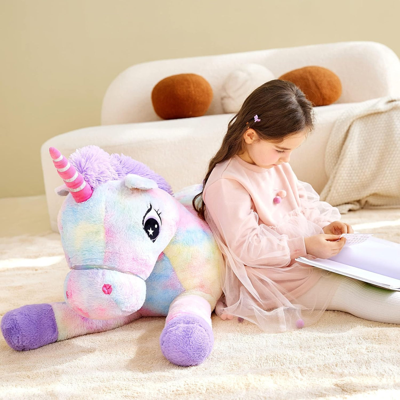 IKASA Peluche de unicornio gigante de 43 pulgadas, súper suave, sin...