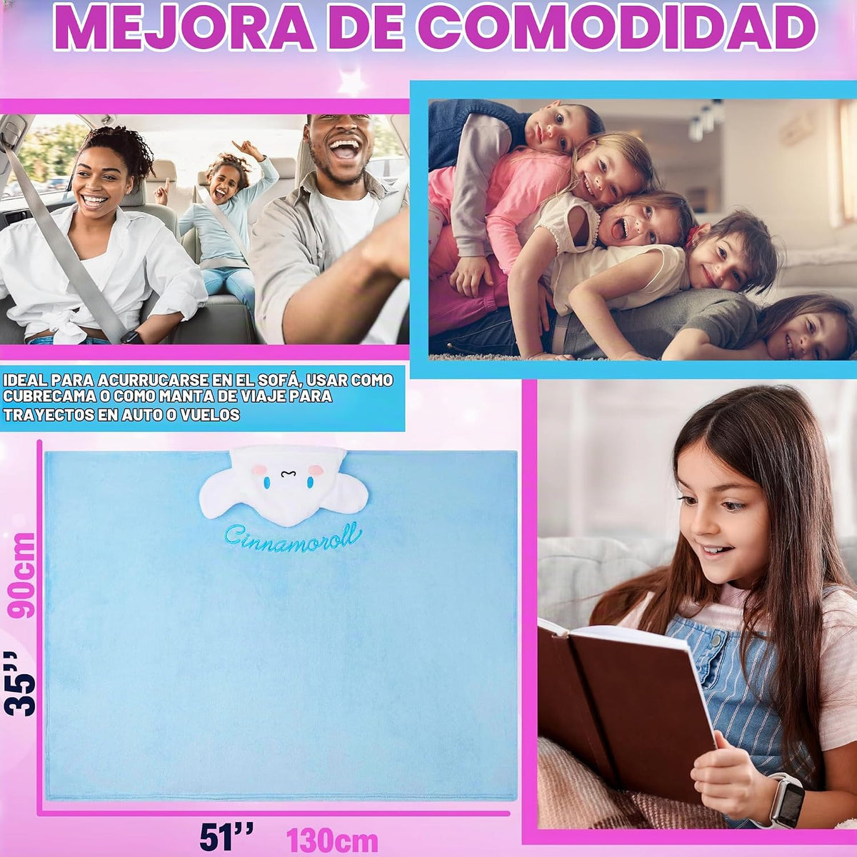 Hello Kitty Sanrio - Manta con capucha para niñas, Kuromi Cinnamoro...