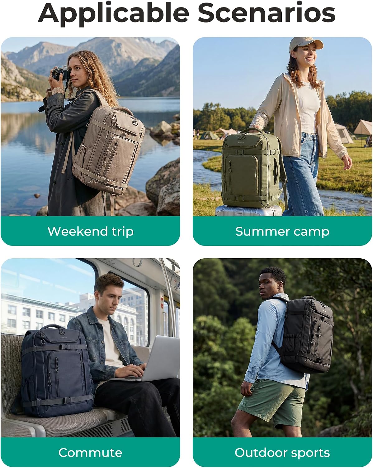 Mochila de viaje BAGSMART para mujeres y hombres, mochila de transp...