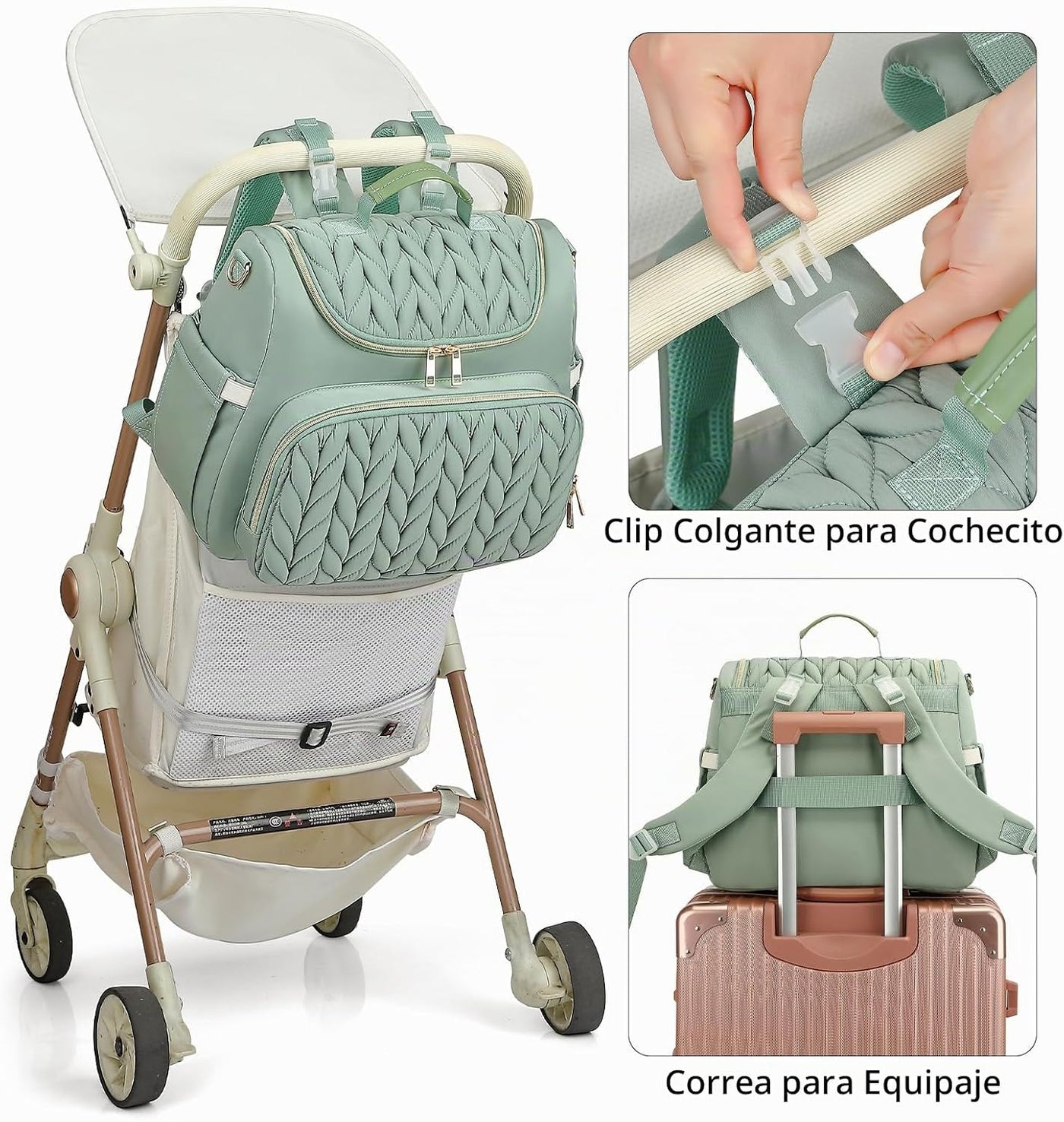 Bevkois Mochila pequeña para pañales acolchada, mini bolsa cruzada...