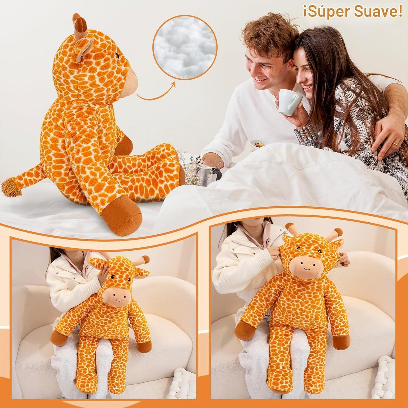 SQEQE Peluche de jirafa grande de 39 pulgadas, jirafa de peluche gi...
