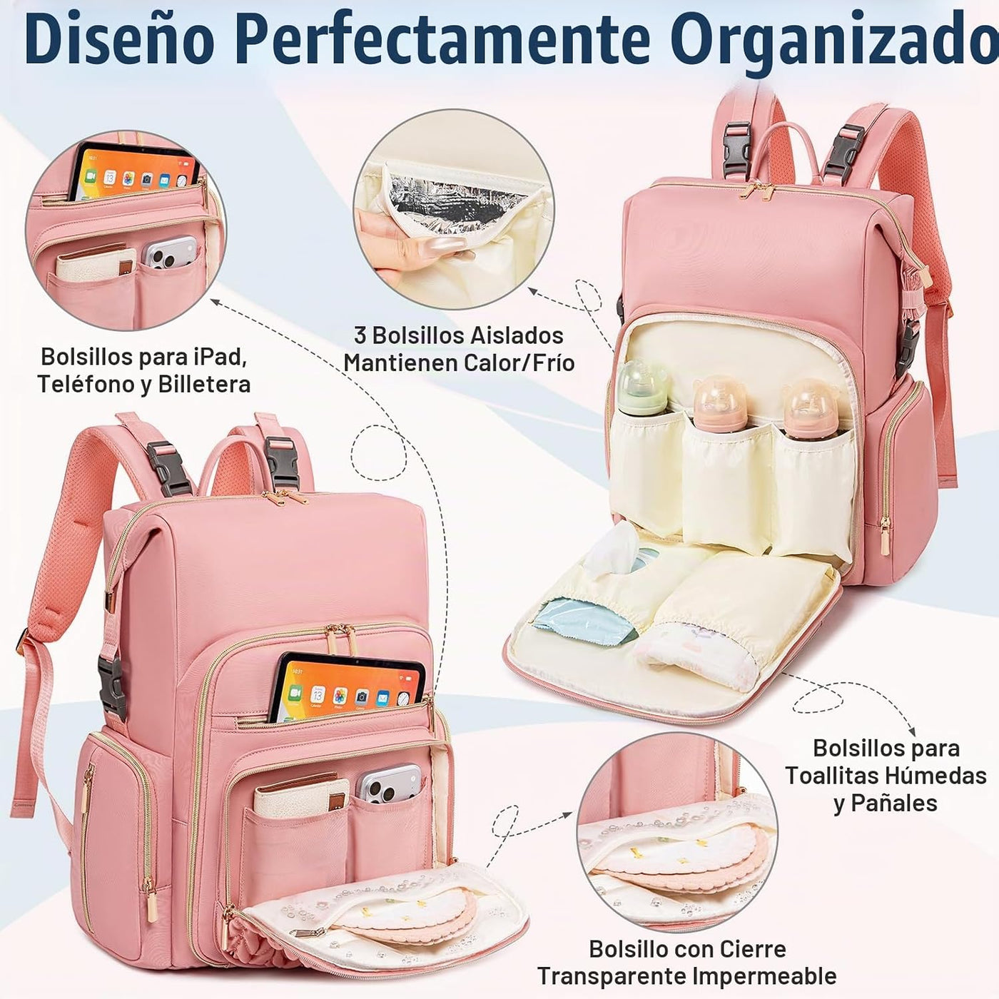 Tealari Bolsa de pañales convertible 4 en 1, bolsa de pañales grand...