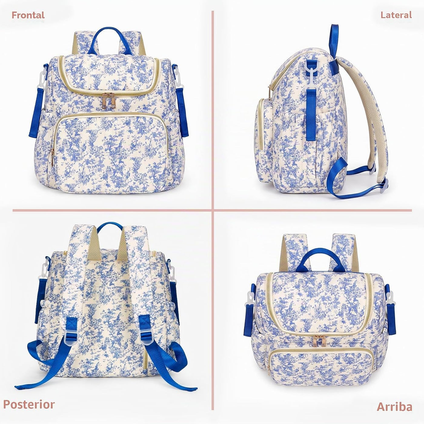 YESFIXS Mochila acolchada para pañales, mochila grande con estampad...