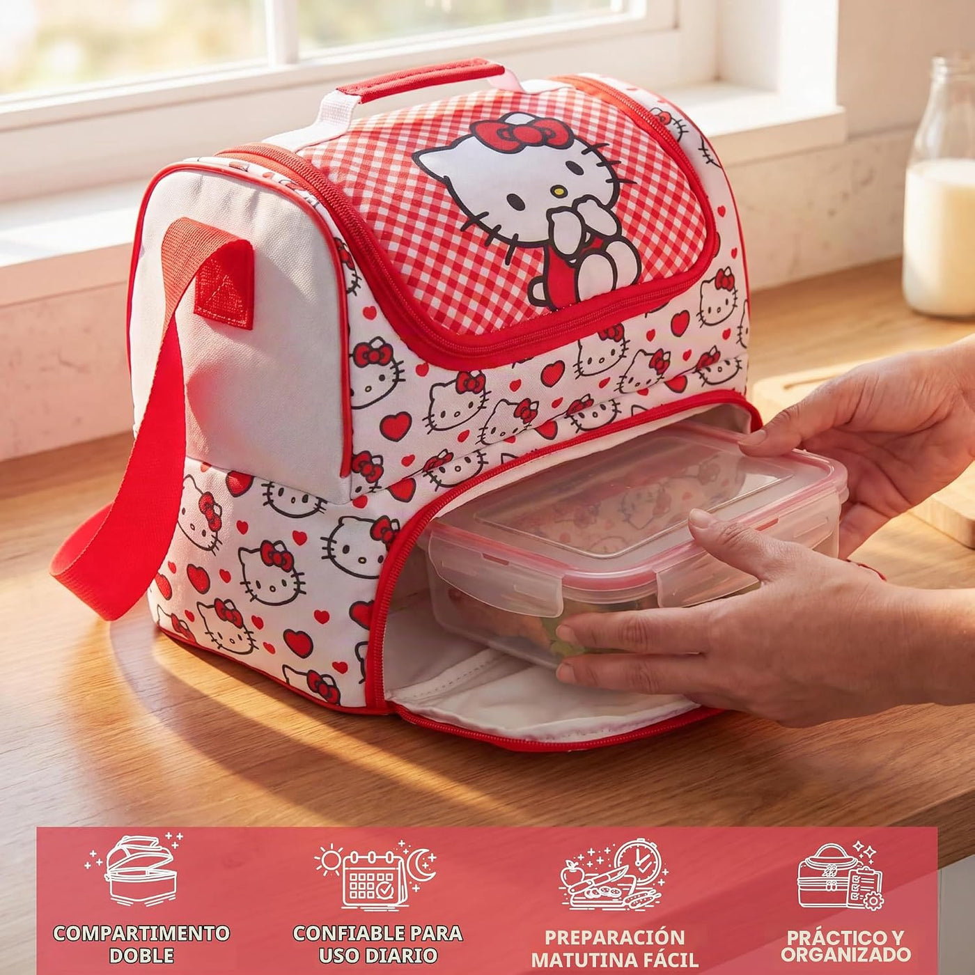 Get Trend Sanrio Hello Kitty Bolsa de almuerzo aislada para niñas p...