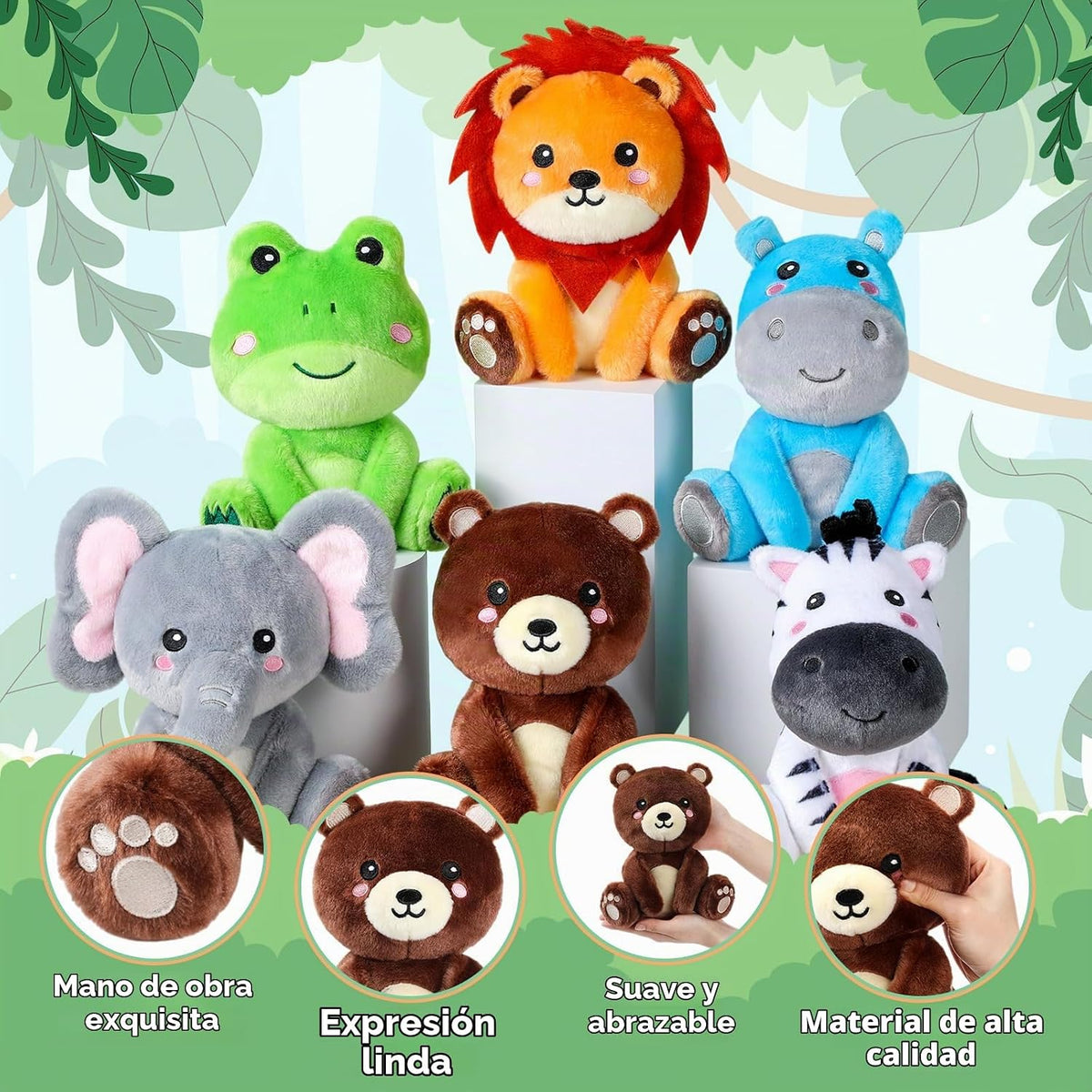 RoundFunny 6 Piezas Juguetes de Animales del Bosque de 7 Pulgadas C...