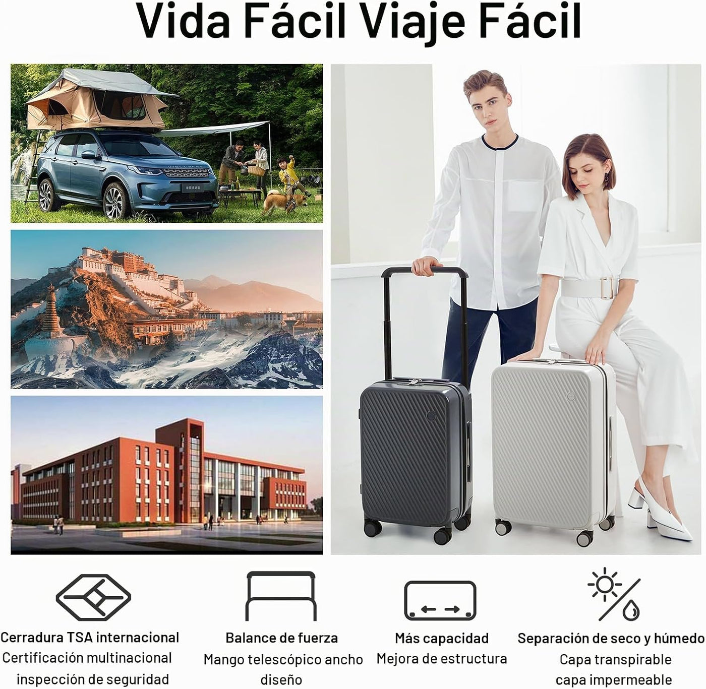 mixi Equipaje de mano aprobado por aerolíneas, equipaje ligero con...