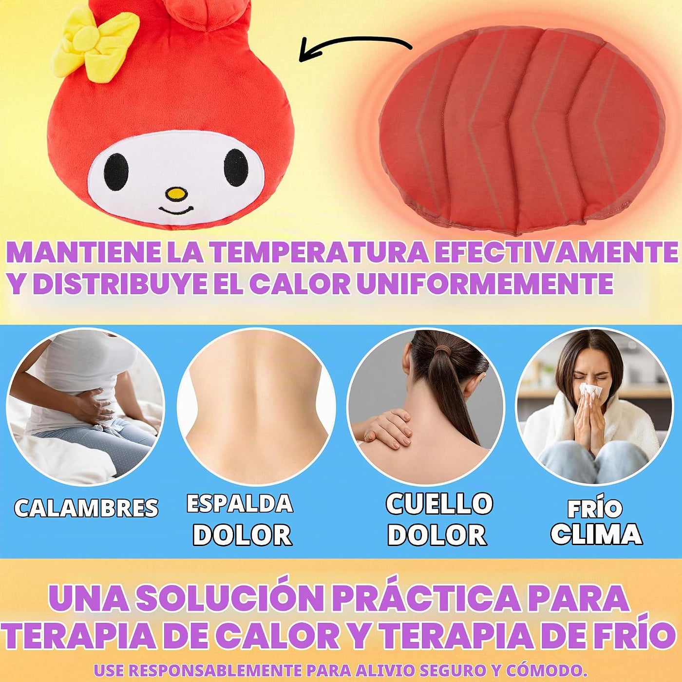 Hello Kitty Sanrio - Almohadilla térmica para microondas para cuell...