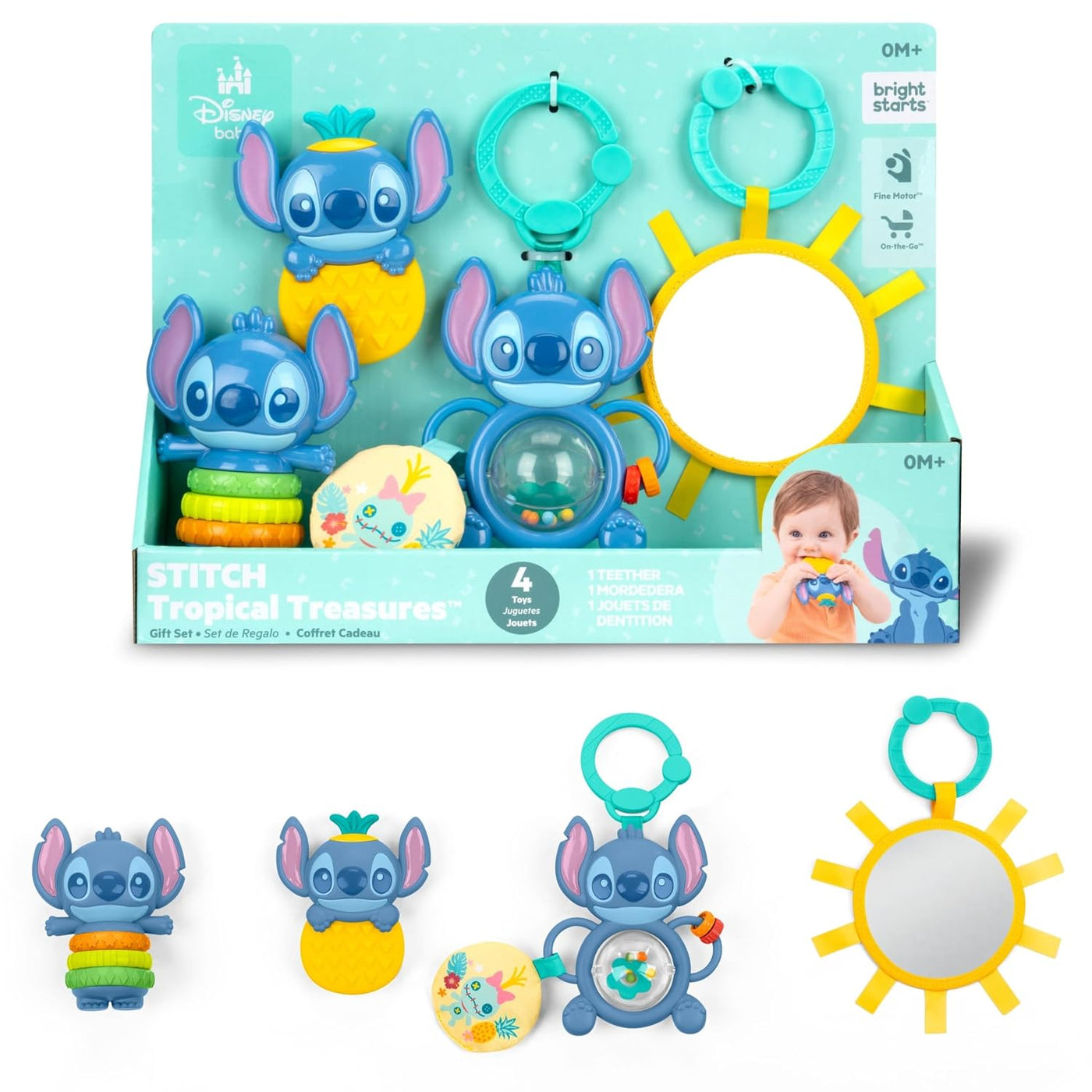 Bright Starts Disney Baby Stitch Tropical Treasures - Juego de rega...