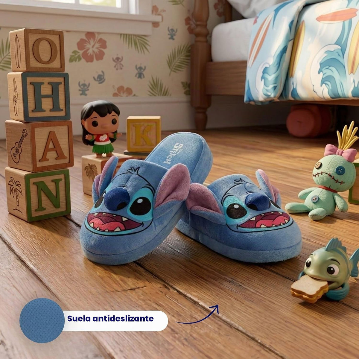 Disney Lilo and Stitch - Pantuflas de felpa para niños y niñas, pan...