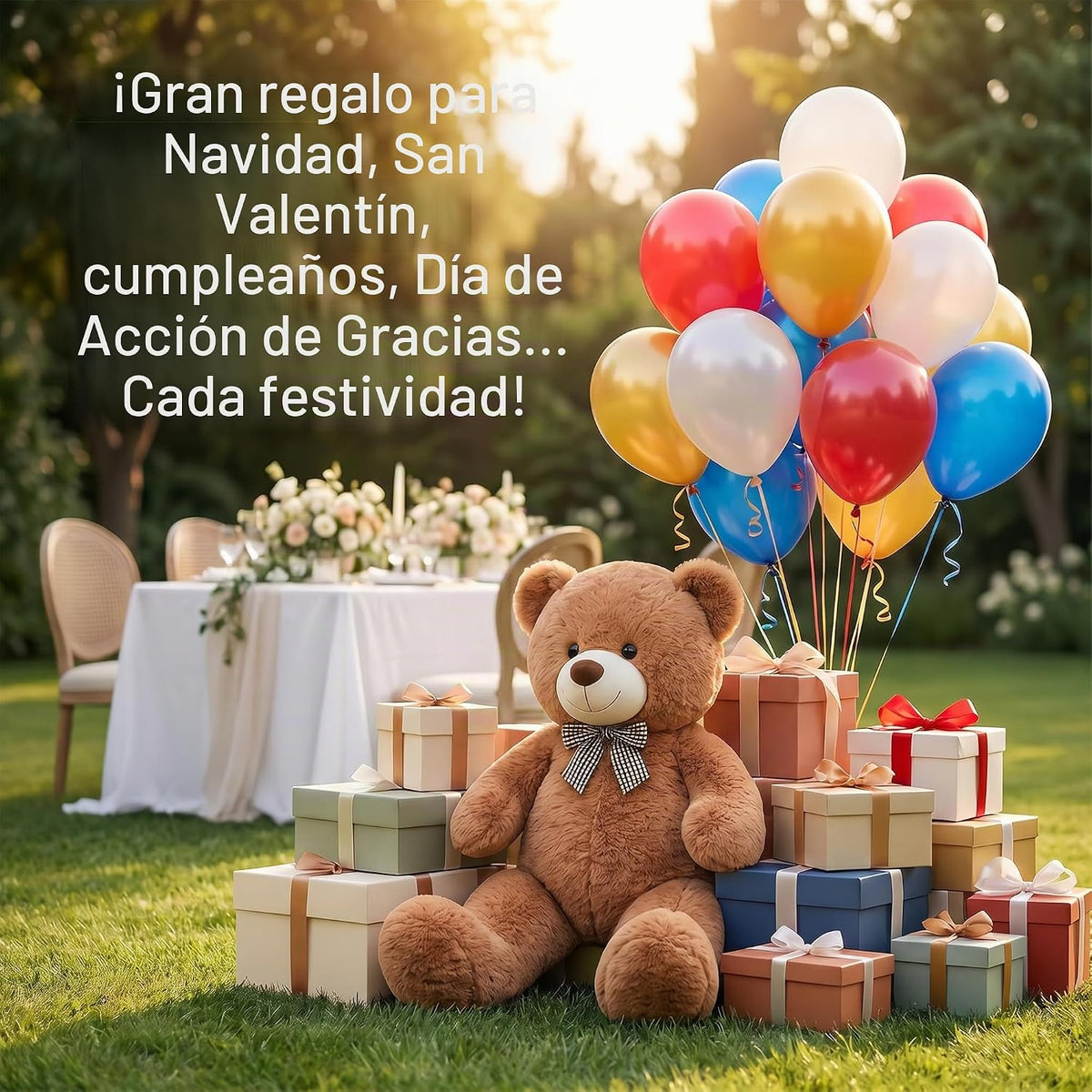 pelzutm Oso de peluche marrón gigante, animal de peluche grande de...