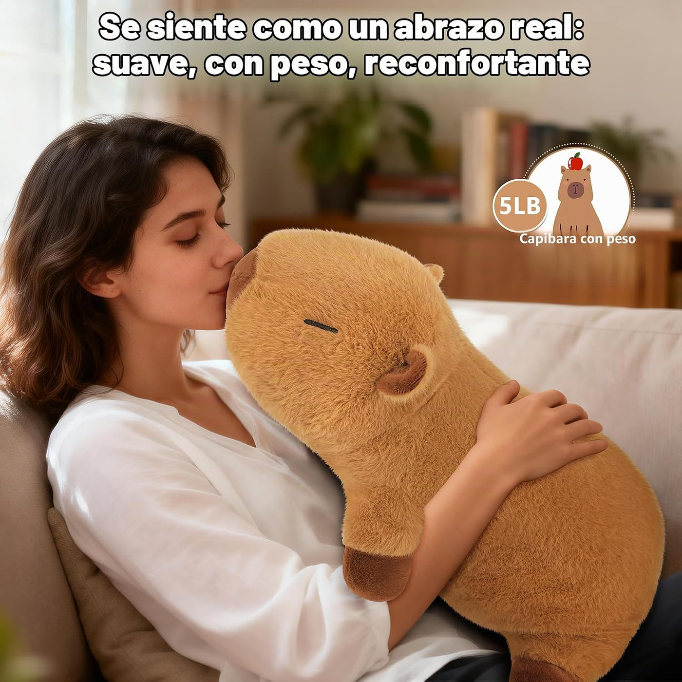 Peluches Capybara con peso de 5 libras, peluche Capybara grande de...