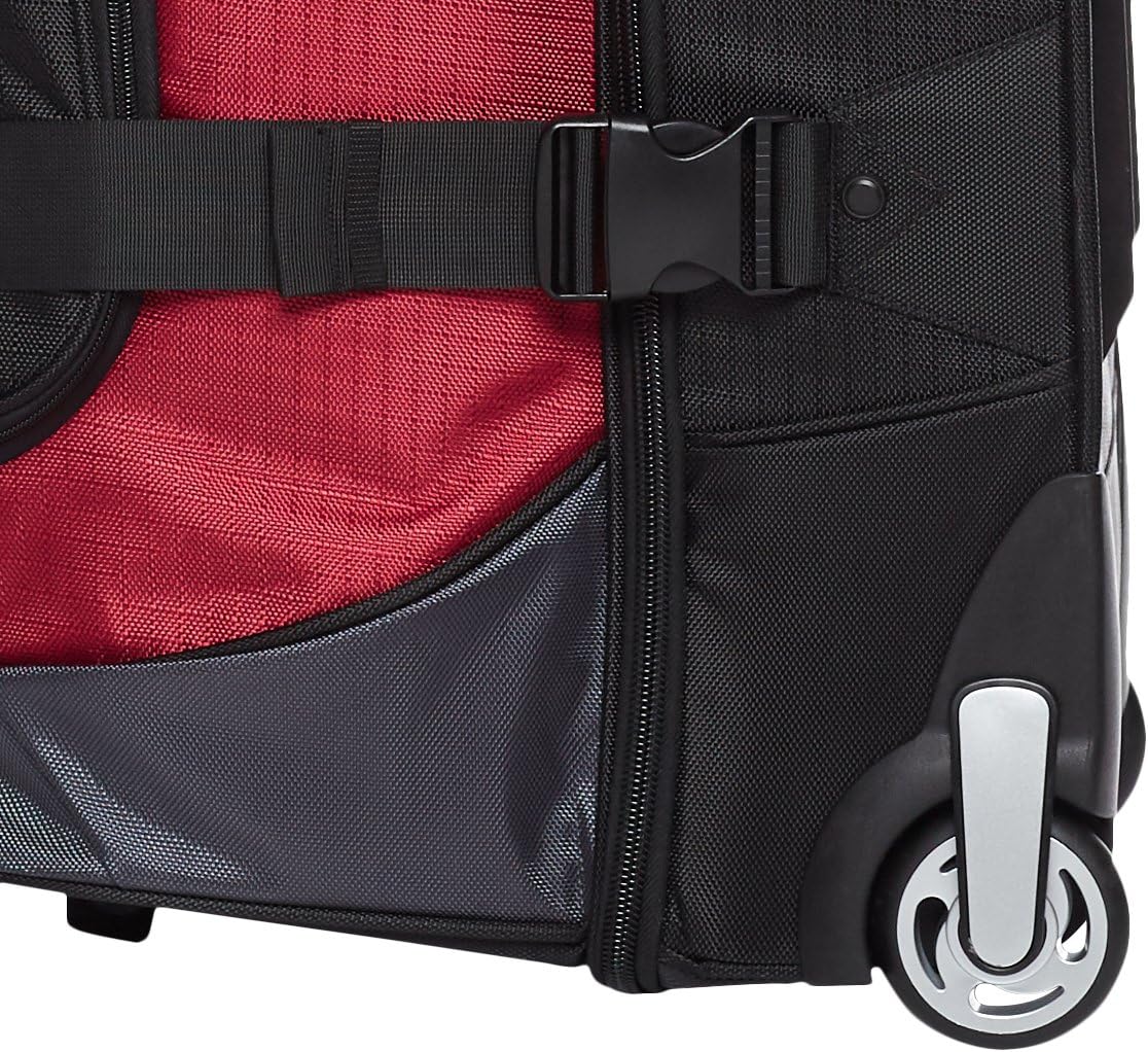 Amazon Basics - Bolsa de viaje con ruedas de Ripstop, Rojo