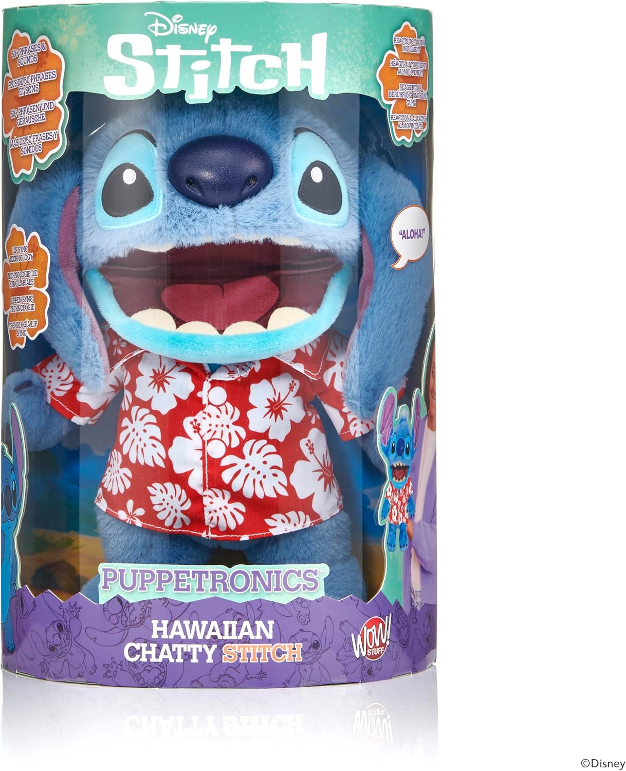 Disney ¡Guau! Stuff Hawaiian Chatty Stitch Deluxe Puppetronic | Pun...