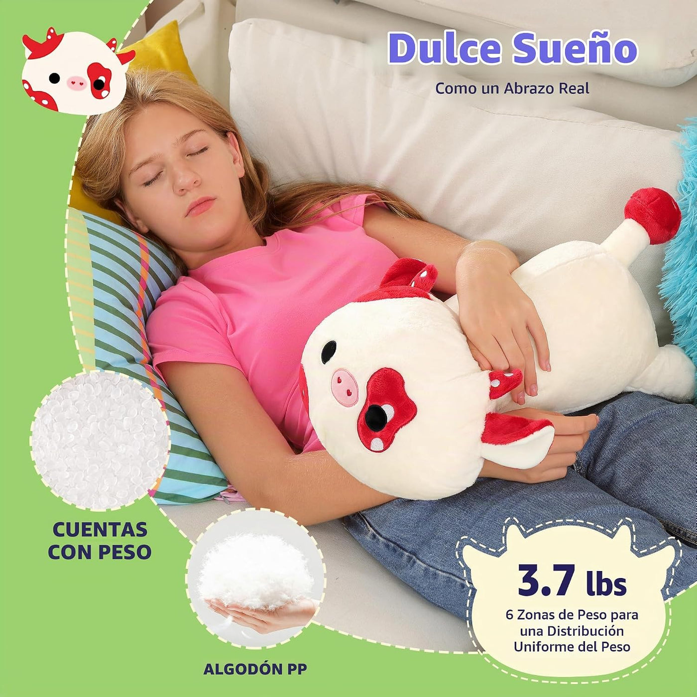 Onsoyours Animales de peluche originales de vaca hongo ponderados y...
