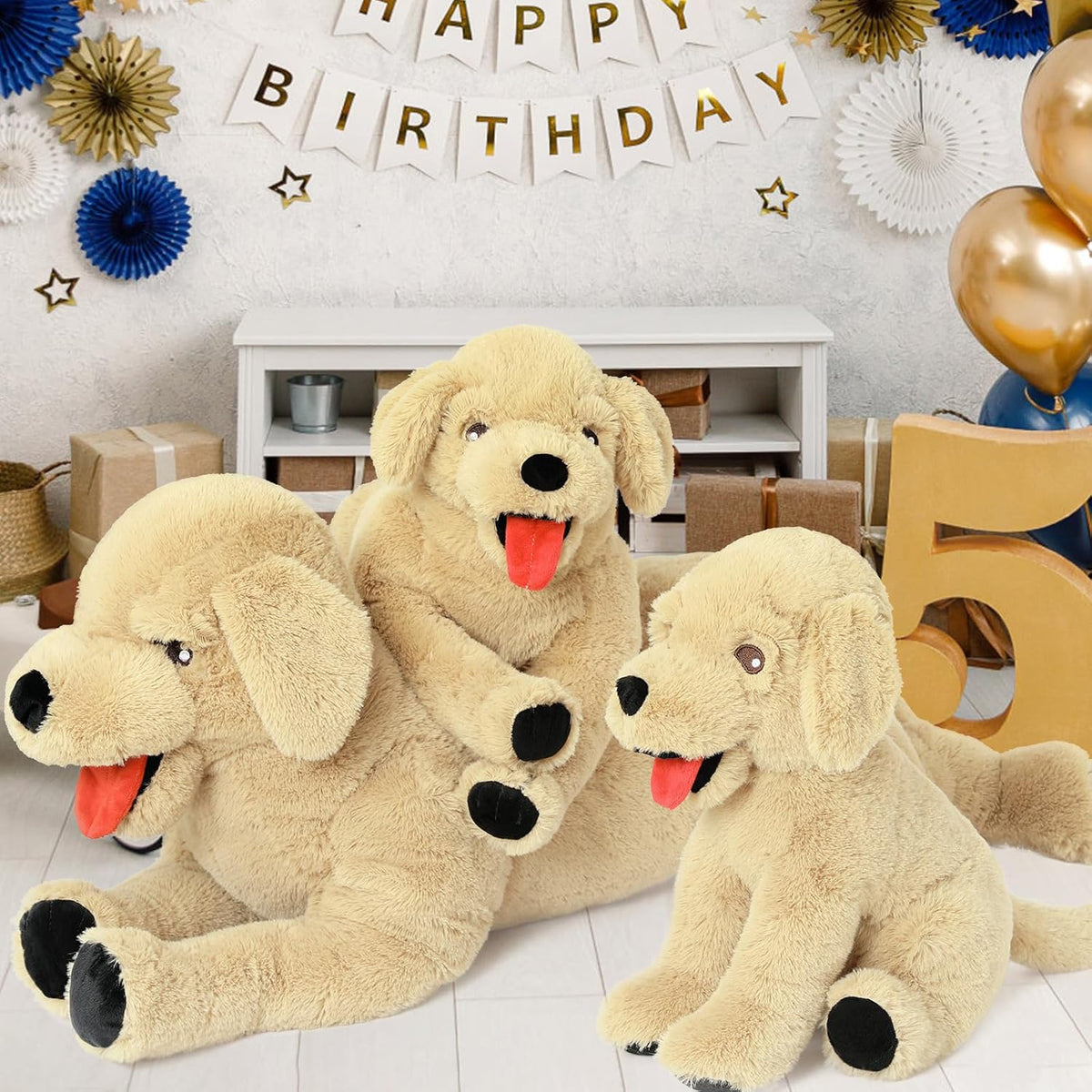 Lanmore Peluche de perro y cachorro Golden Retriever, almohada de p...