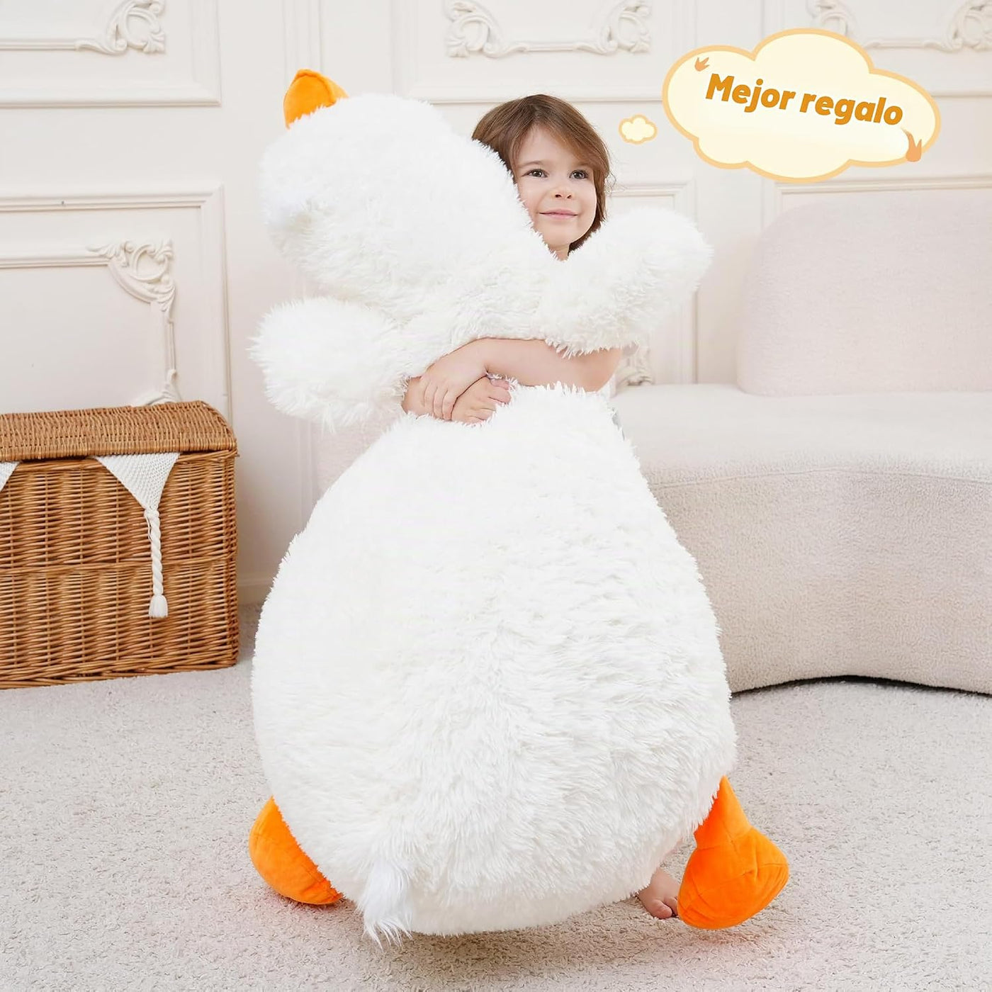 Jrystar Animales de peluche de pato blanco gigante de 43 pulgadas,...