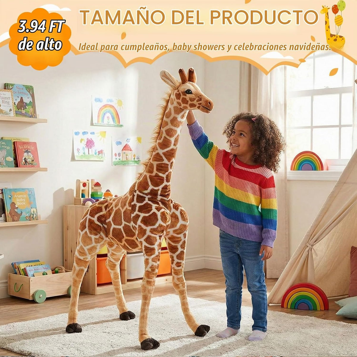 Meooeck - Jirafa gigante de 47 pulgadas de peluche, juguete de pelu...