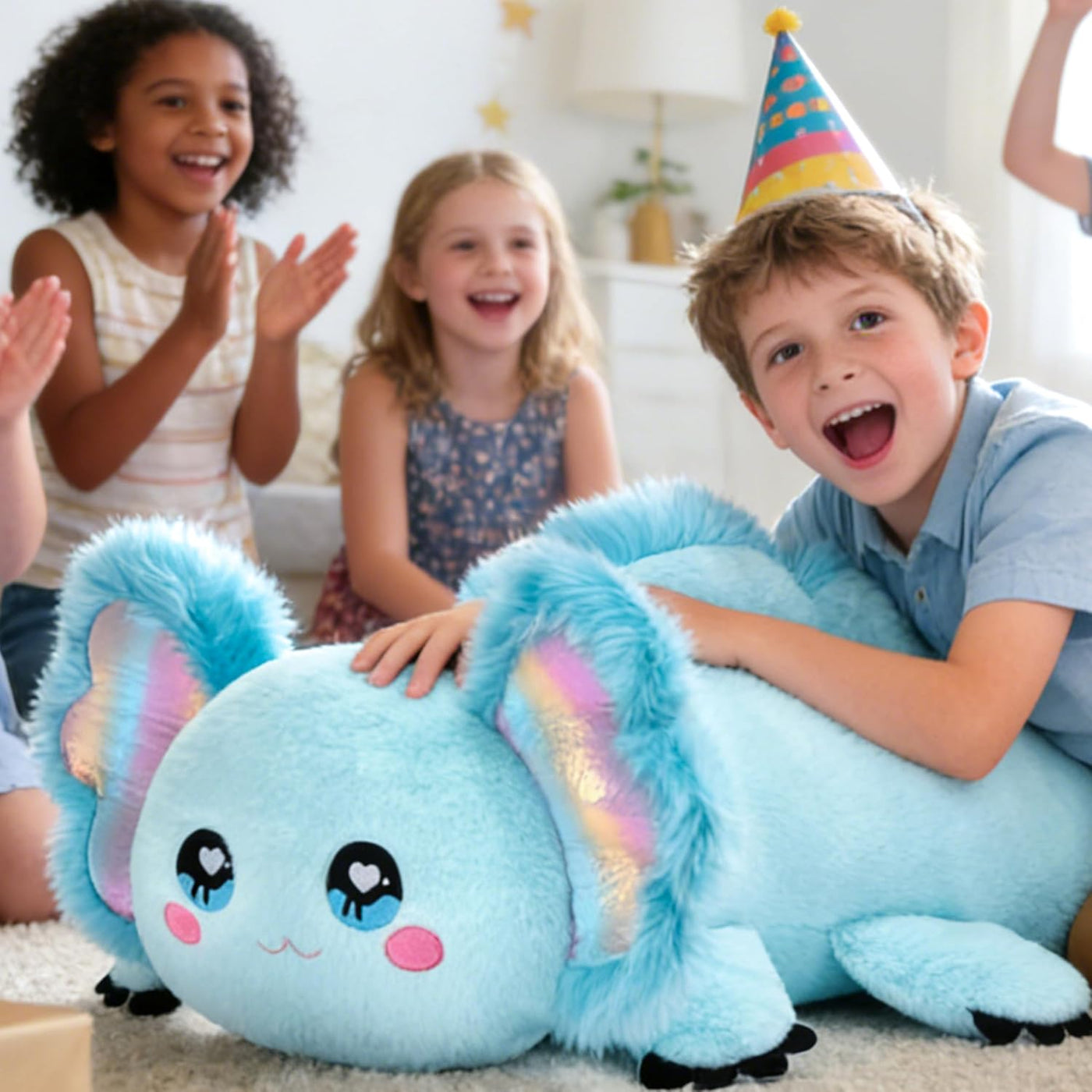 IKASA Juguete de peluche de axolotl azul gigante, juguetes blandos...